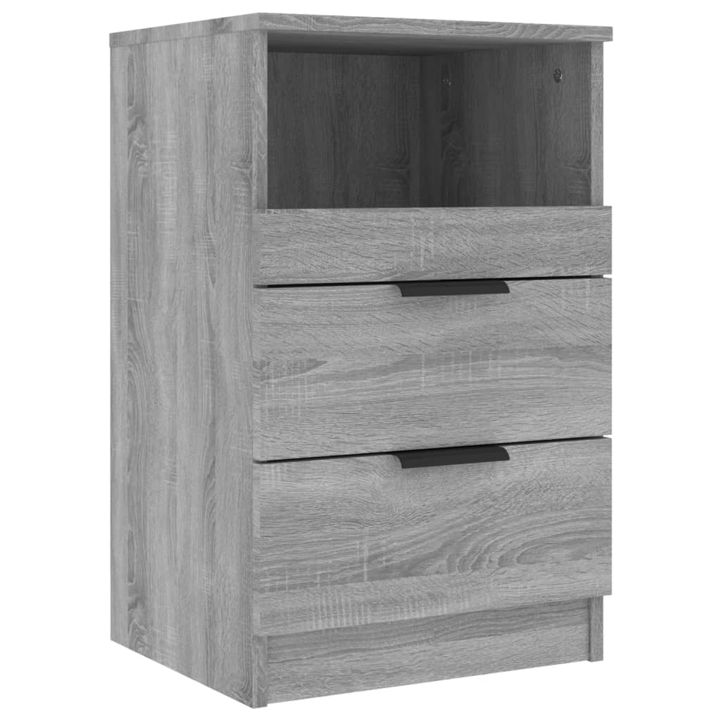 Table de Chevet Élégante avec 2 Tiroirs et Compartiment Ouvert - Bois d'Ingénierie - Sonoma Gris