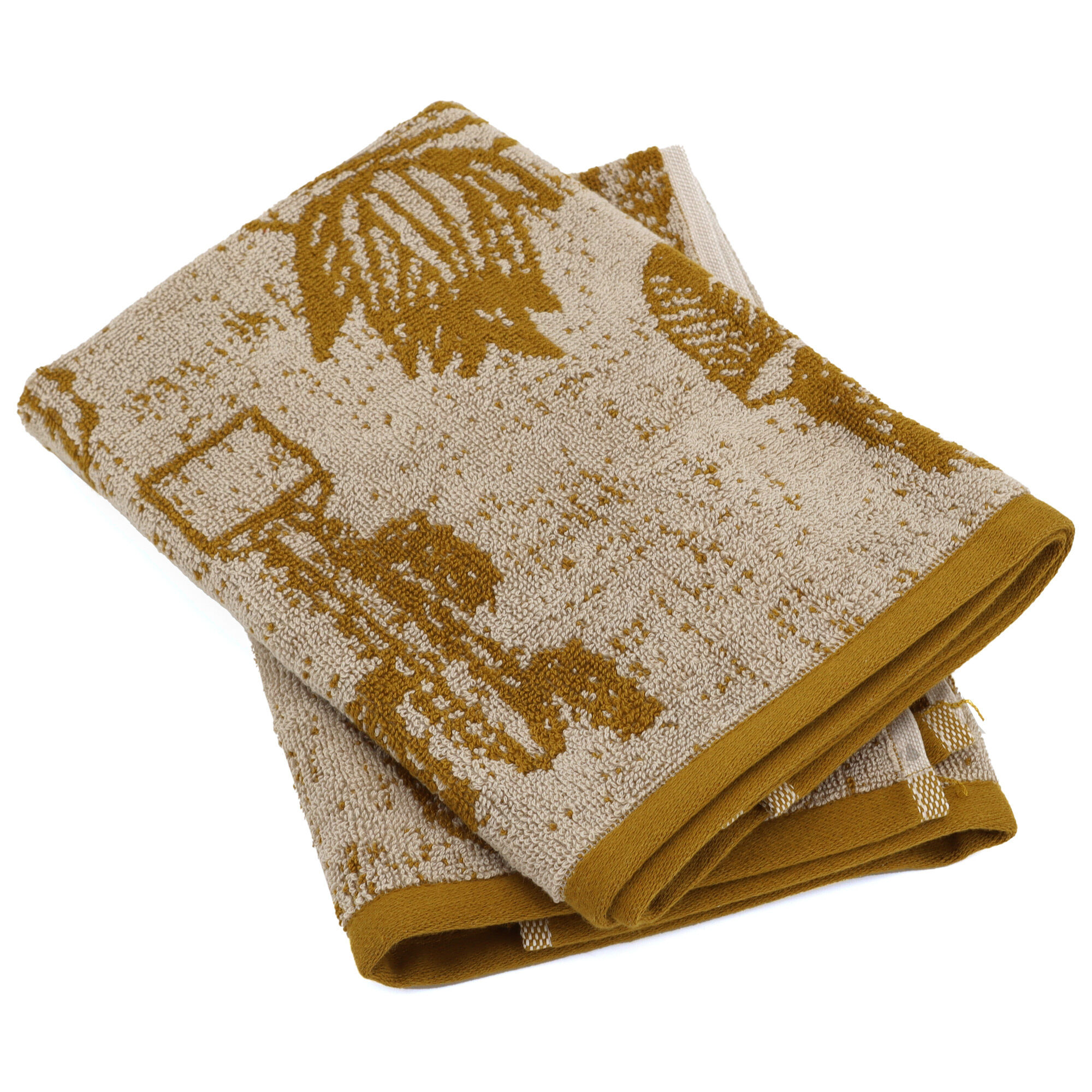 Lot De 2 Torchons De Cuisine Éponge 50x50 Cm Coton Cactus Jaune