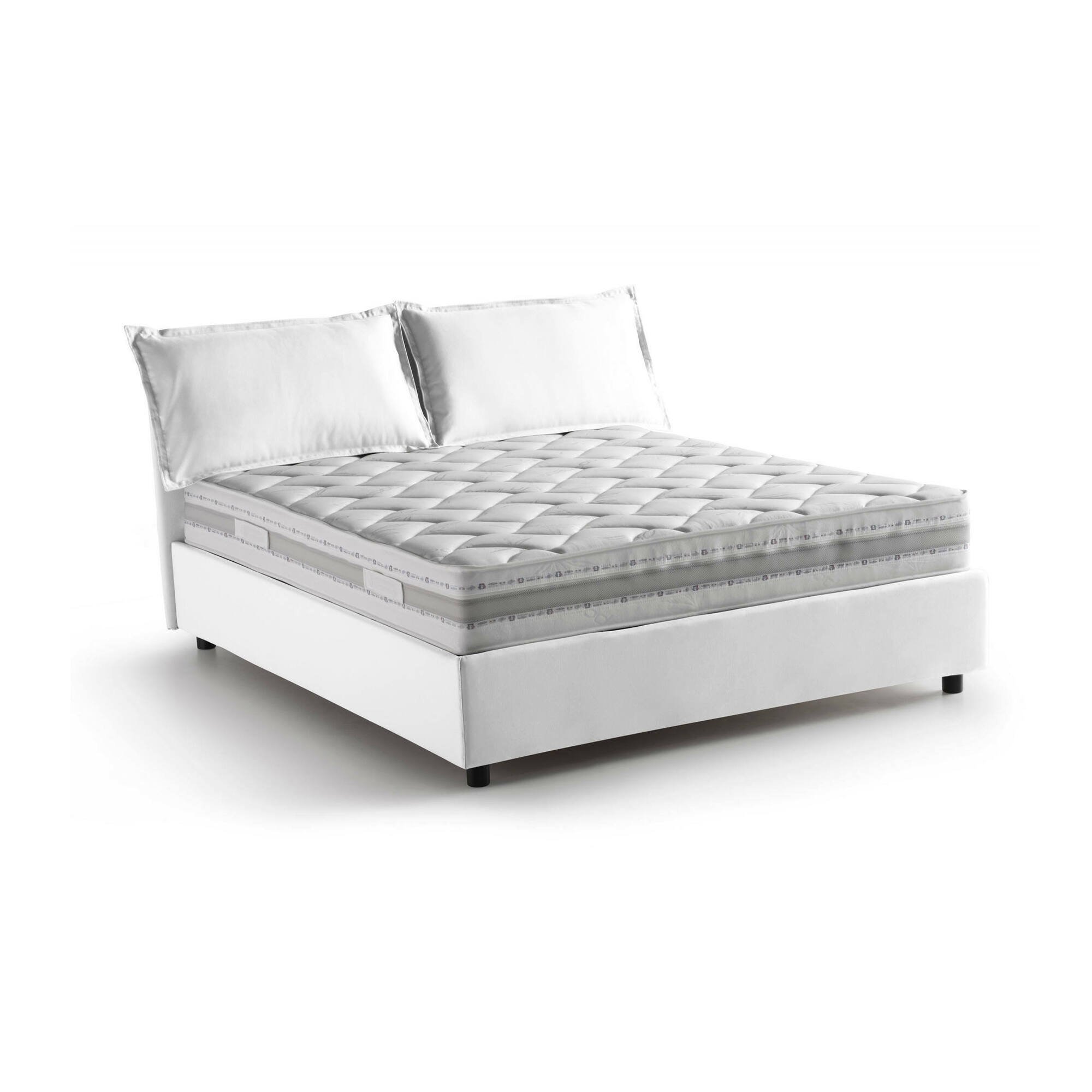 Lit Double En Tissu Blanc 160x190 Cm