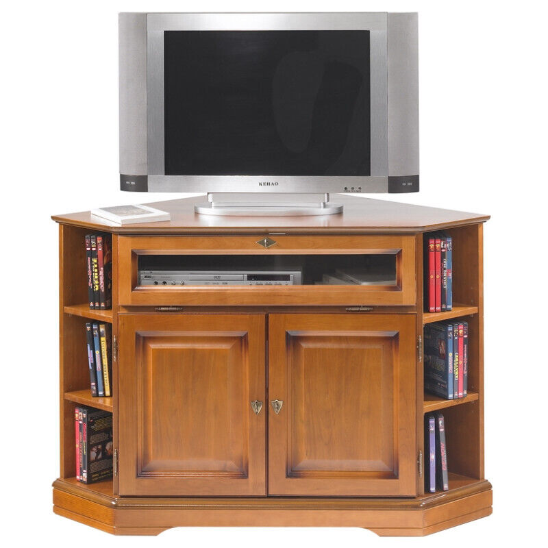 Meuble Tv D'angle Beaux Meubles Pas Chers 42 Pouces 9 Niches 2 Portes Merisier