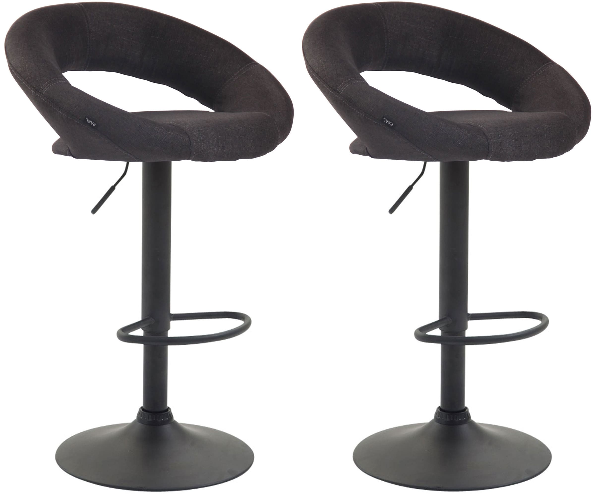 Lot De 2 Tabourets De Bar Olinda Tissu Noir Gris Foncé