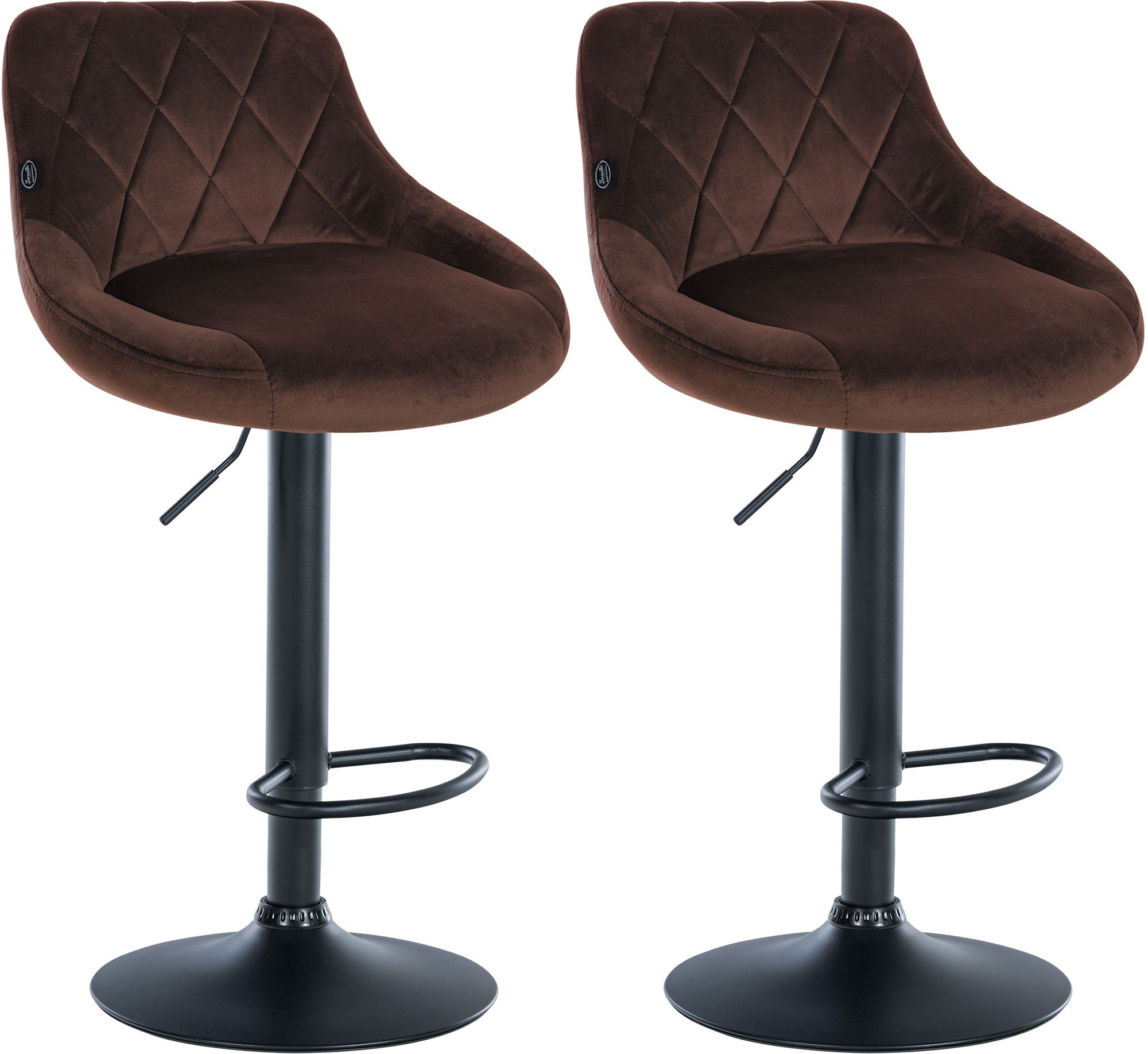 Lot De 2 Tabourets De Bar Lazio Velours Noir Brun