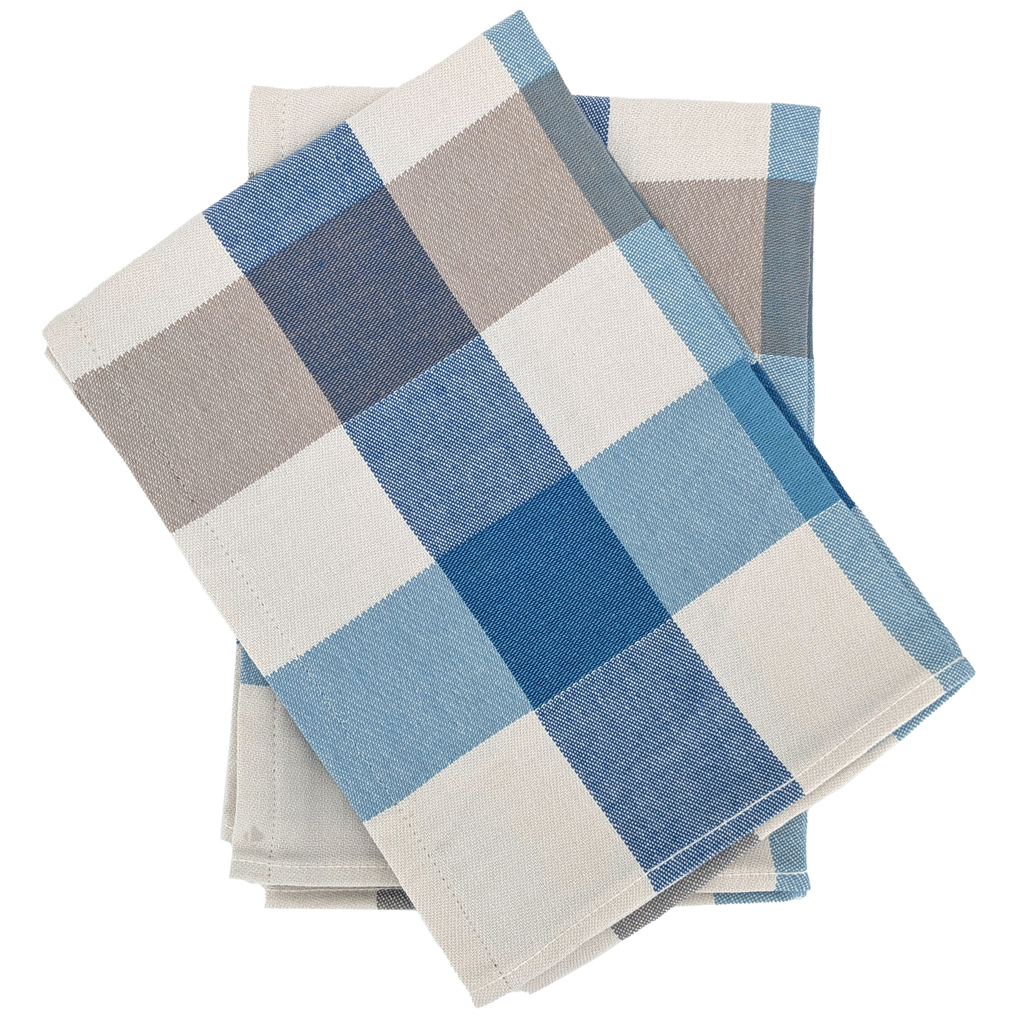 Lot De 2 Torchons De Cuisine Toile Terra 50x70 Cm Vichy Bleu