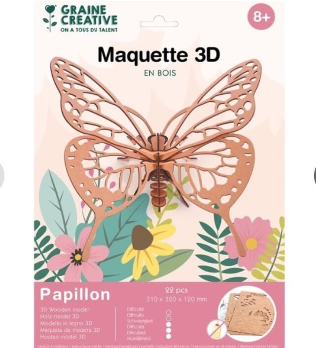 Maquette 3d Graine_creative Papillon 31x32x12 Cm Multicolor Autre(s) Matière(s)
