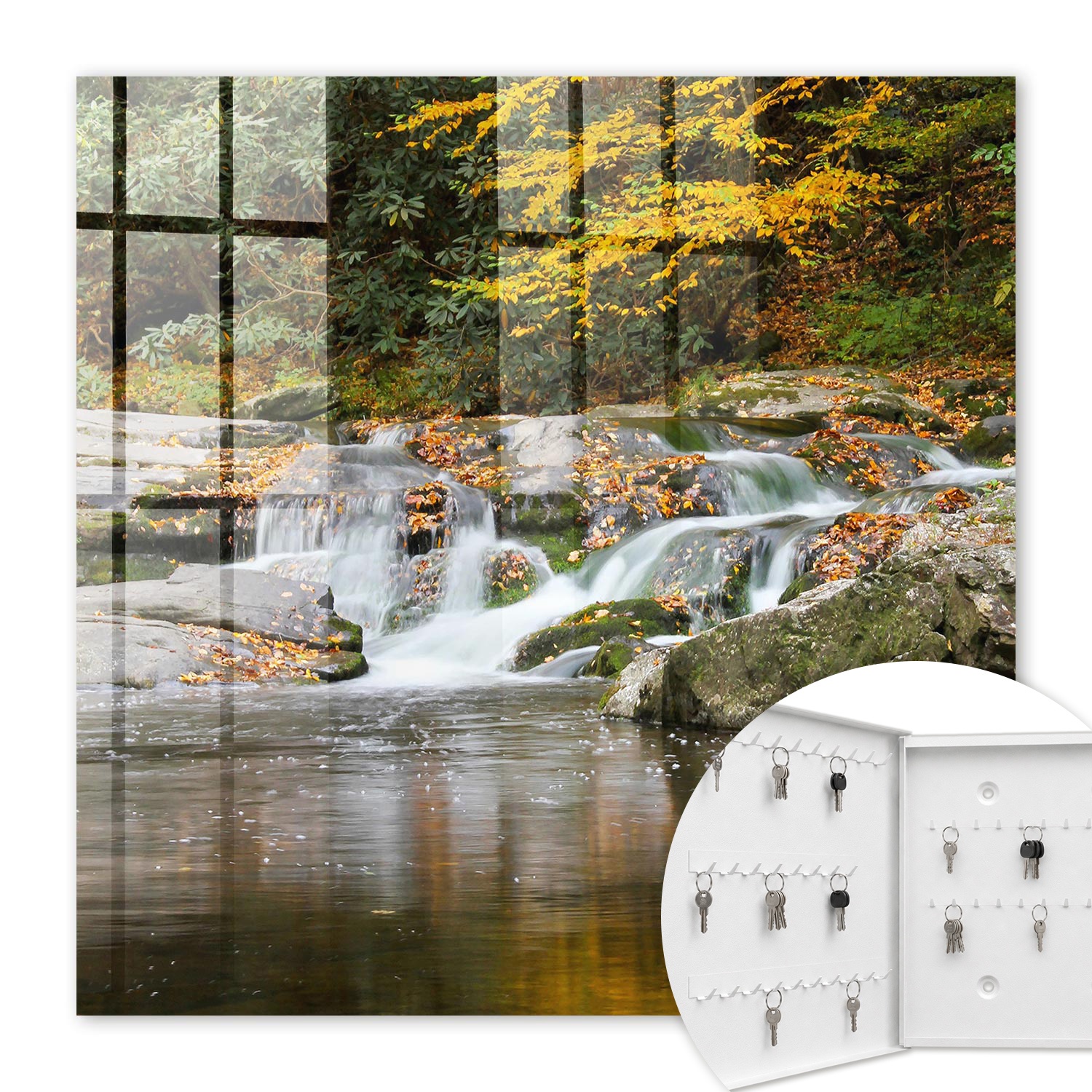 Armoire À Clés - (30 Cm X 30 Cm) - Boîte À Clés Murale - Coffret De Rangement Pour Clés - Couleur Blanche - Ouverture Vers La Gauche - Pour Maison Et Bureau - Rafraîchissement D'Automne