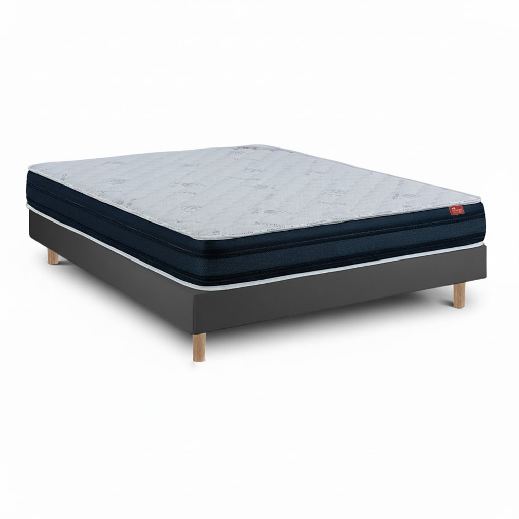 Ensemble Viscoflex Et Sommier Noir - Matelas Et Lit 2 X 200 X 80 Cm Mercado Do Colchao