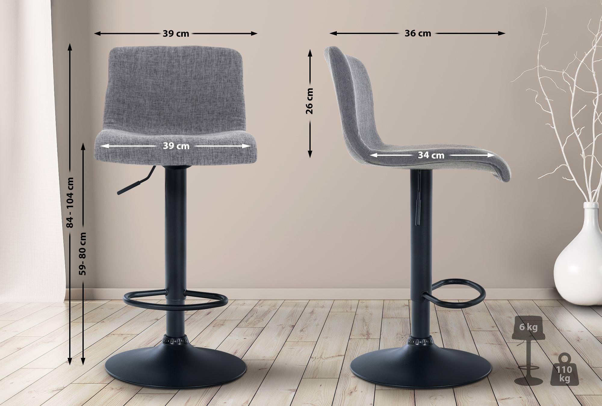 Tabouret De Bar Hoover Tissu B Gris Clair