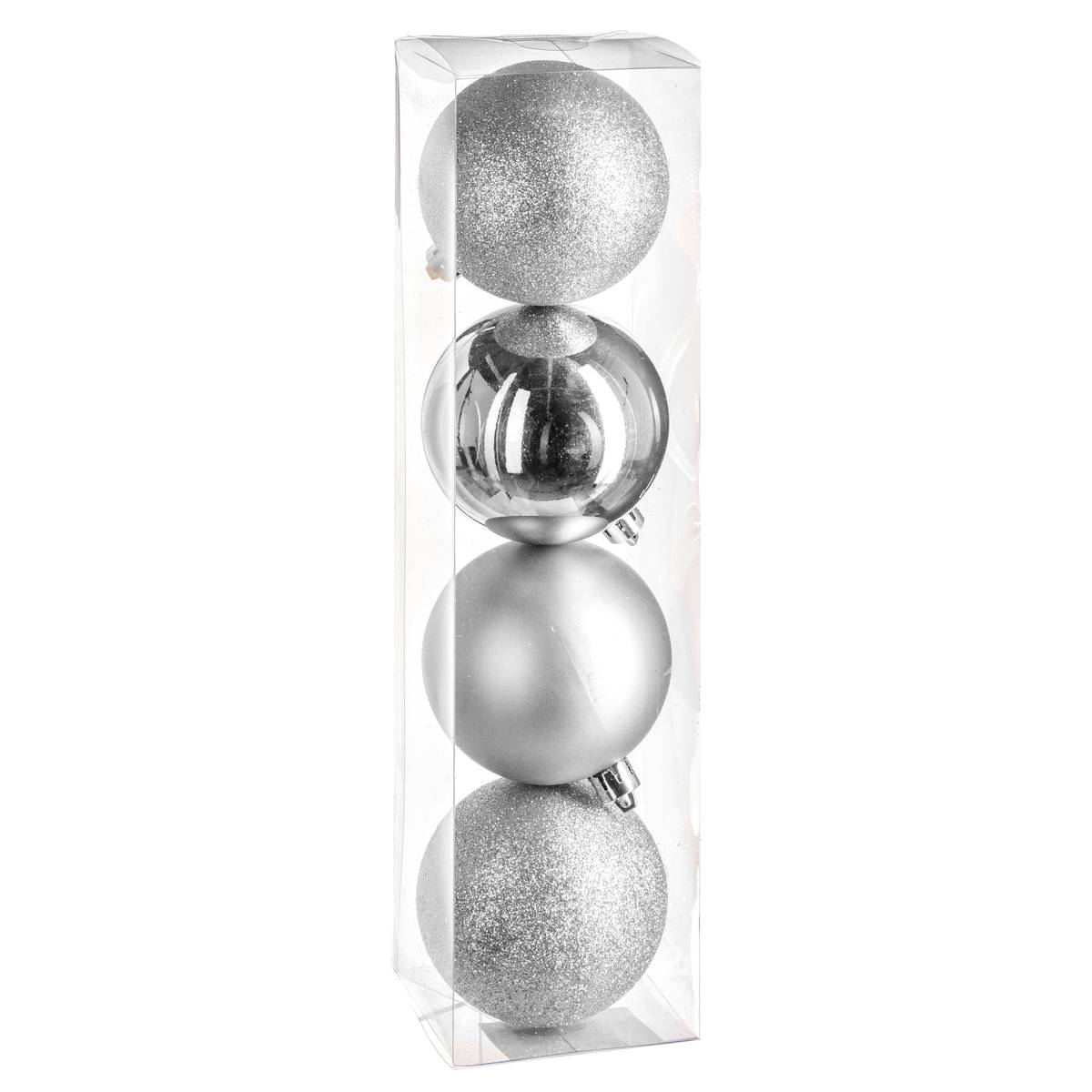 Boule De Noël 80 Mm X 4 Argent - Feeric Lights & Christmas