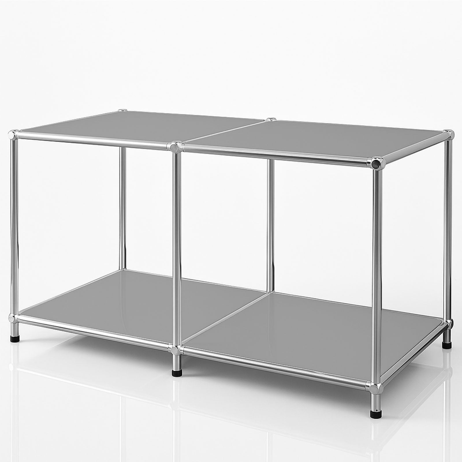 Étagère Métal Chromé Design Épuré, Concept Epuré Mk-016, L80 × P40 × H46 Cm, Gris