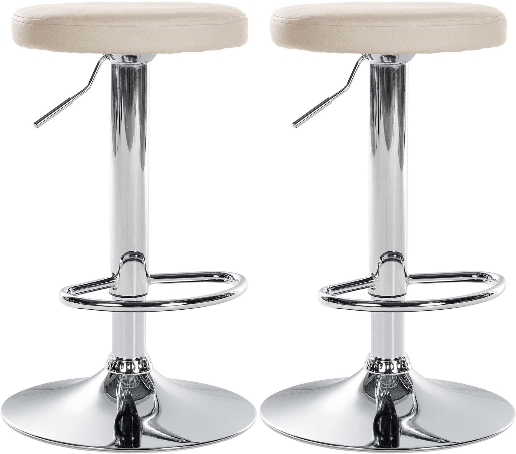 Lot De 2 Tabourets De Bar Design Simple Avec Assise En Synthétique Crème Et Tdb10691