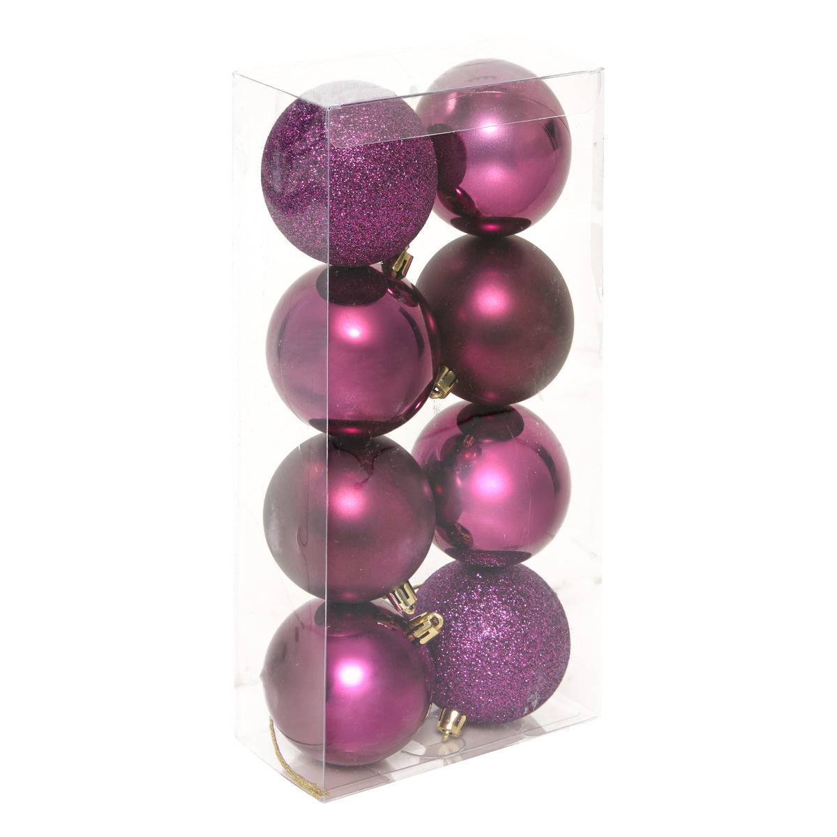 Lot De 8 Boules De Noël Violettes D. 70 Mm - Feeric Lights & Christmas