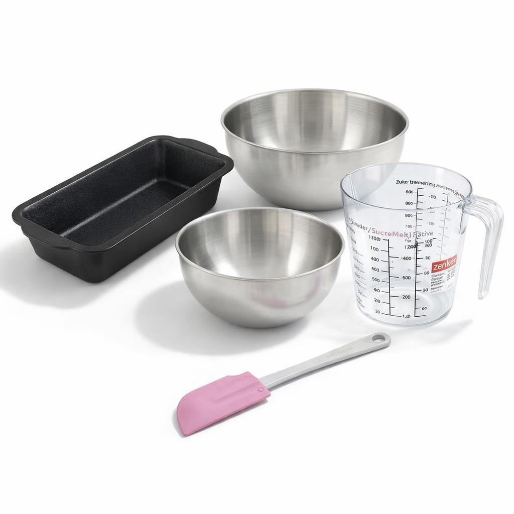 Set Pâtisserie Moule À Cake 31,5 Cm, 2 Bols À Mixer, Verre