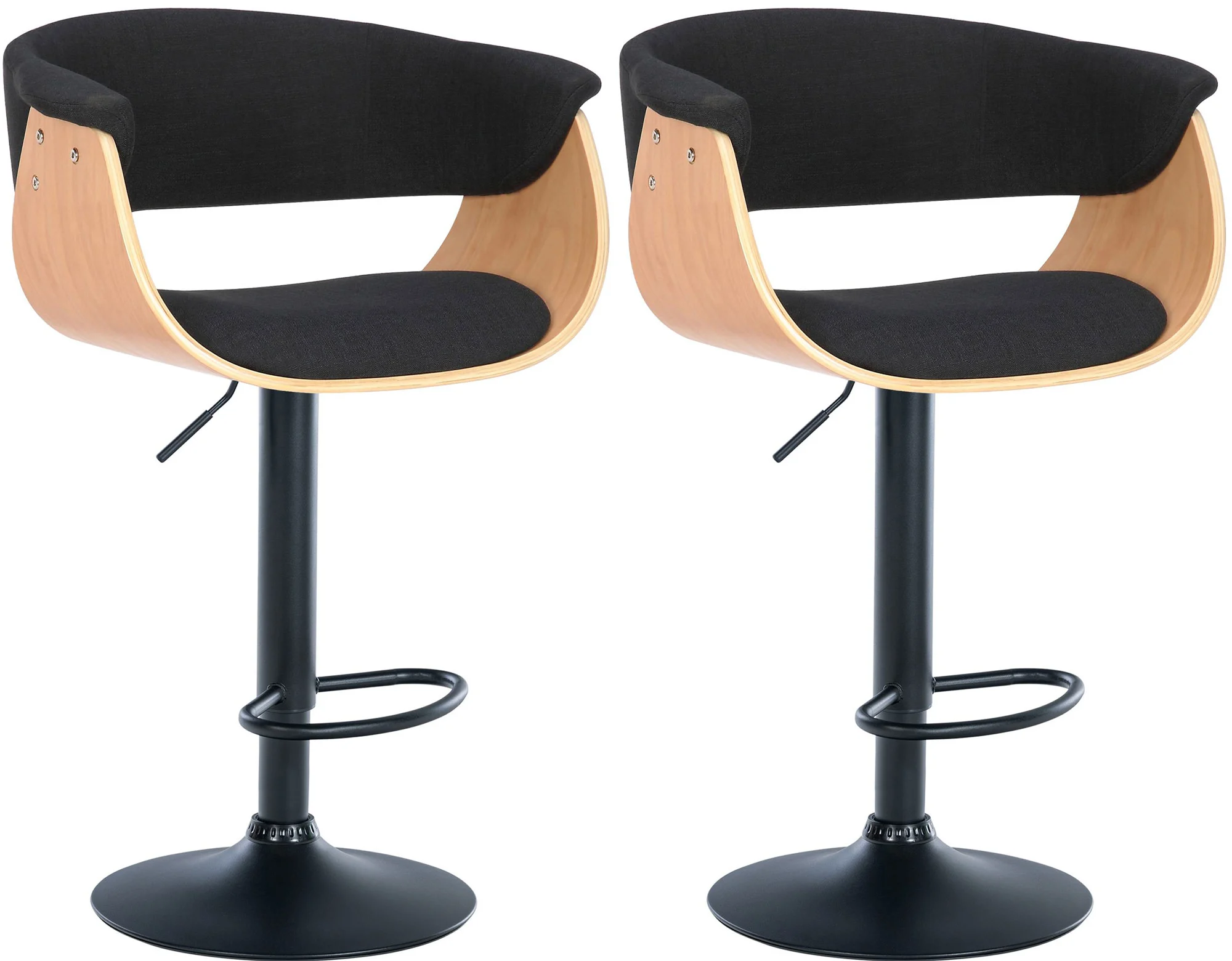 Lot De 2 Tabourets De Bar Vestal Tissu Naturel/noir