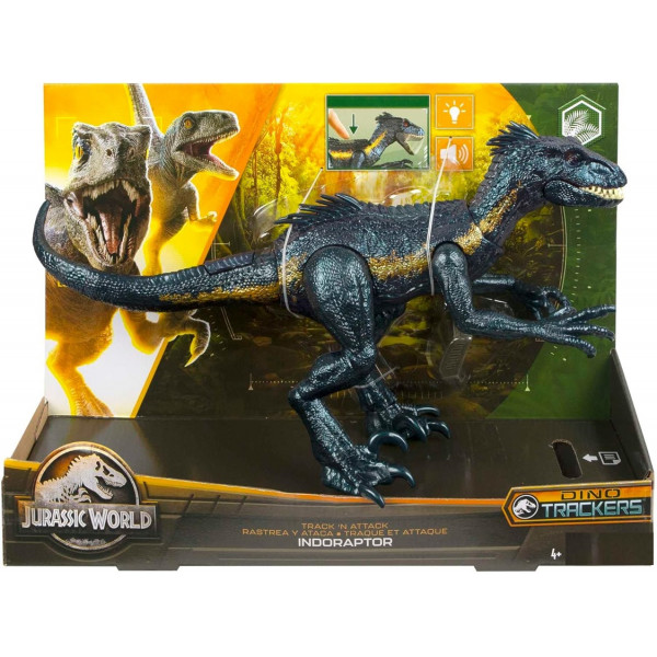 Dinosaure Indoraptor Attaque Extreme - Jurassic World - Dino Trackers - Mattel - Hky11 - Figurine