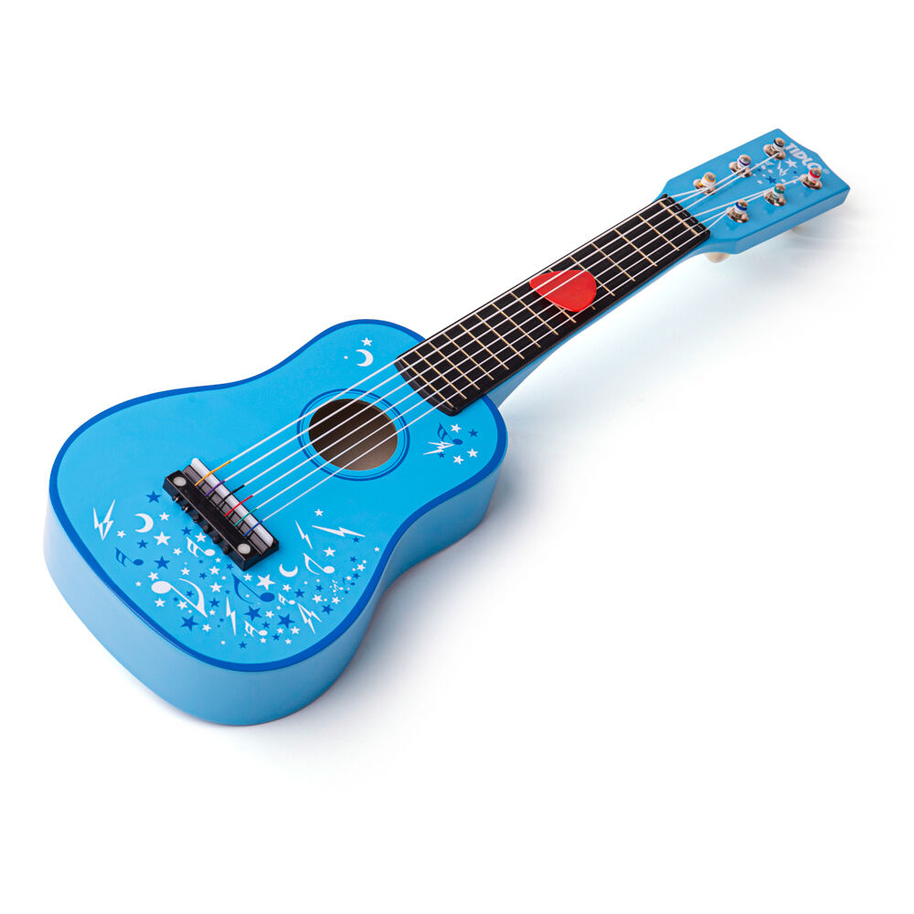 Tidlo, Guitare Bleue En Bois Pour Enfants, Adaptée Aux ges Dès 3 Ans