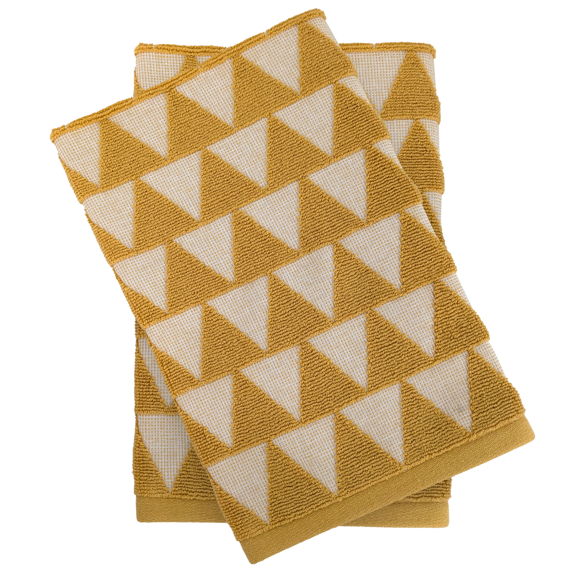 Lot De 2 Torchons De Cuisine 50x50 Cm Coton Shapes Motif Géométrique Jaune