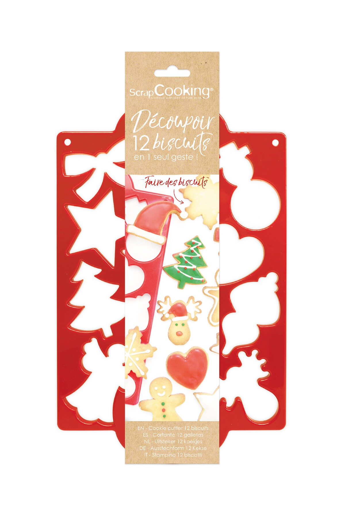 Plaque Découpoir Multiforme Scrapcooking 2070 12 Biscuits 32 X 20 Cm Rouge Plastique Abs