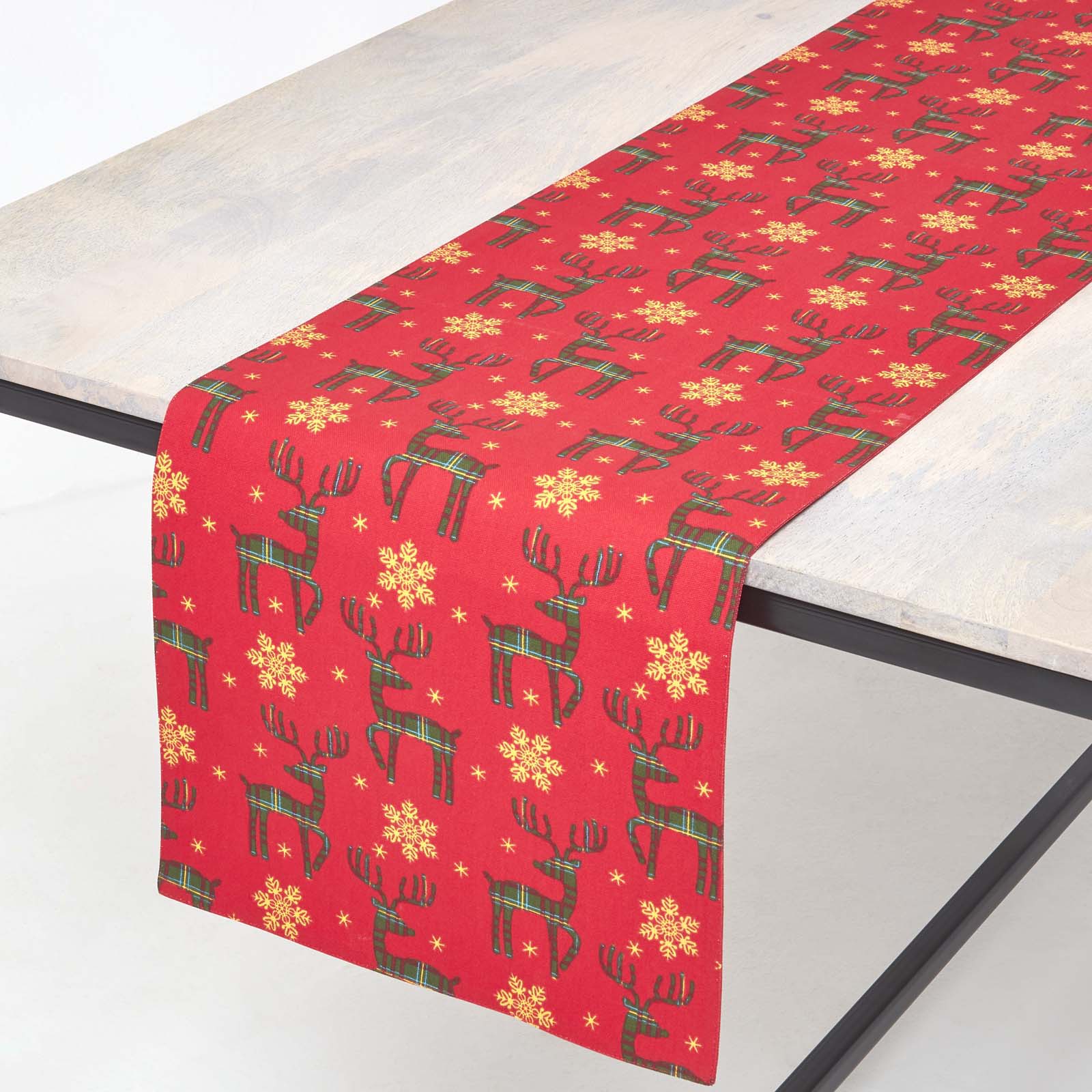Chemin De Table De Noël Rennes Rouge En Coton 35x250cm - Homescapes