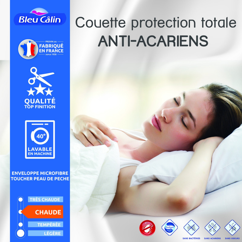 Couette Protection Totale Anti Acariens 400 Gr/m² 200 X 200 Cm Pour Lit 120 X 190 Cm