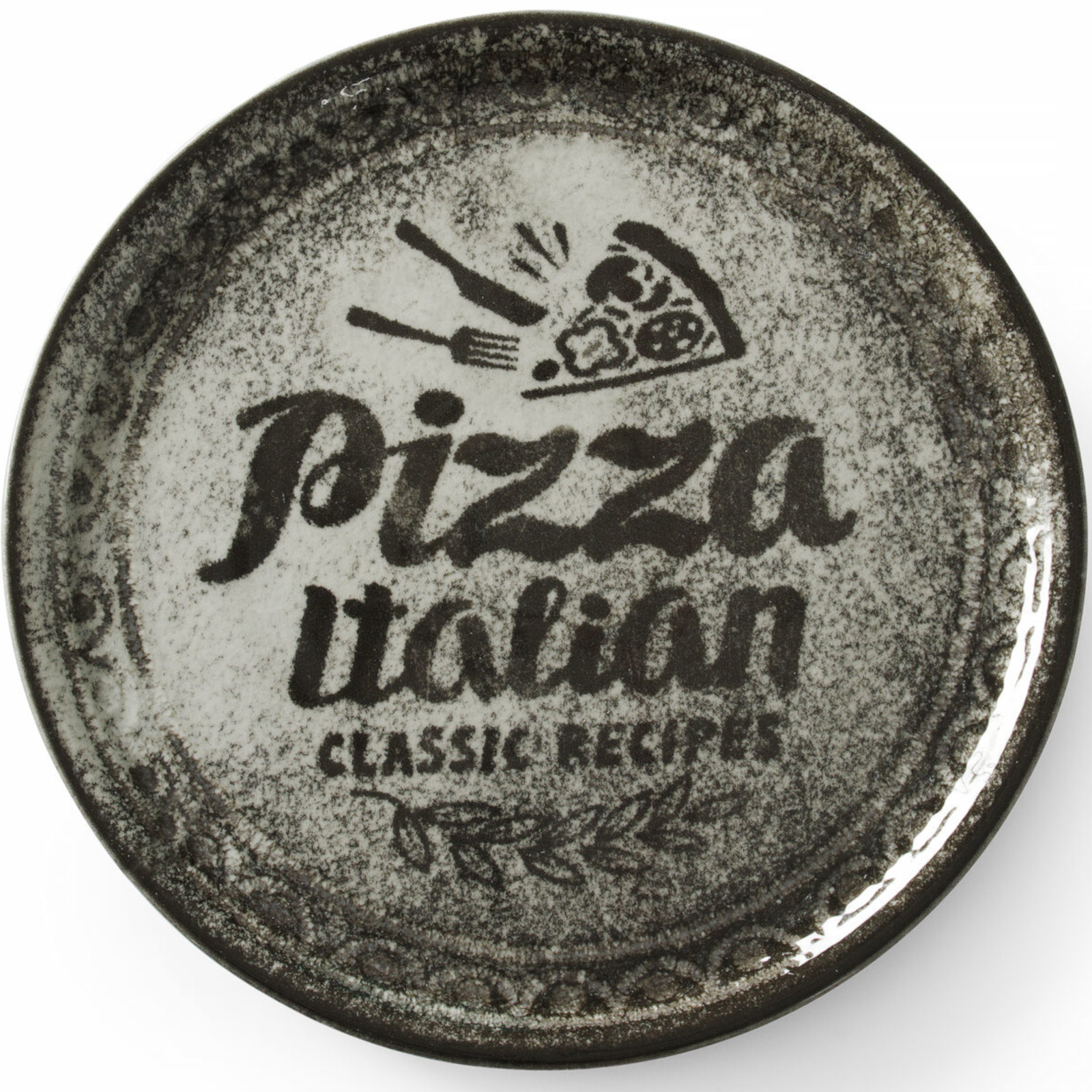 Assiette À Pizza En Porcelaine Noire, Diamètre 31 Cm - Lot De 6