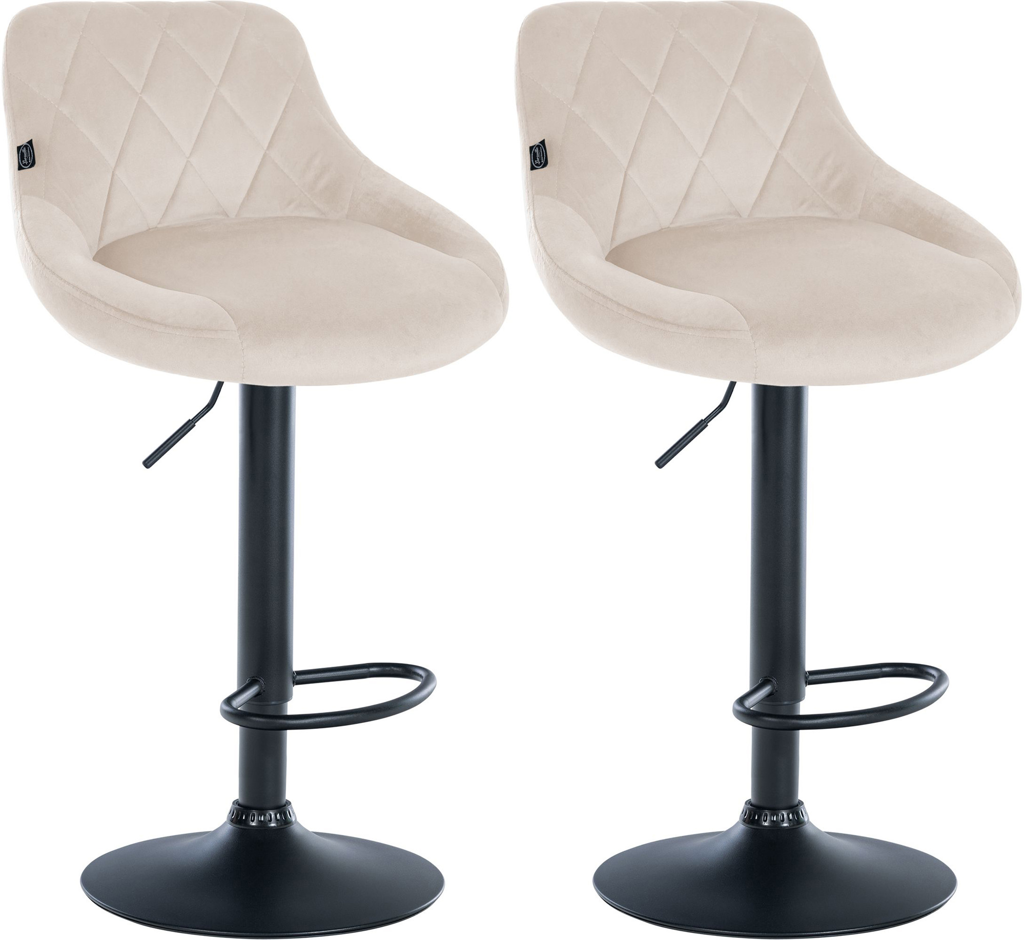 Lot De 2 Tabourets De Bar Lazio Velours Noir Crème