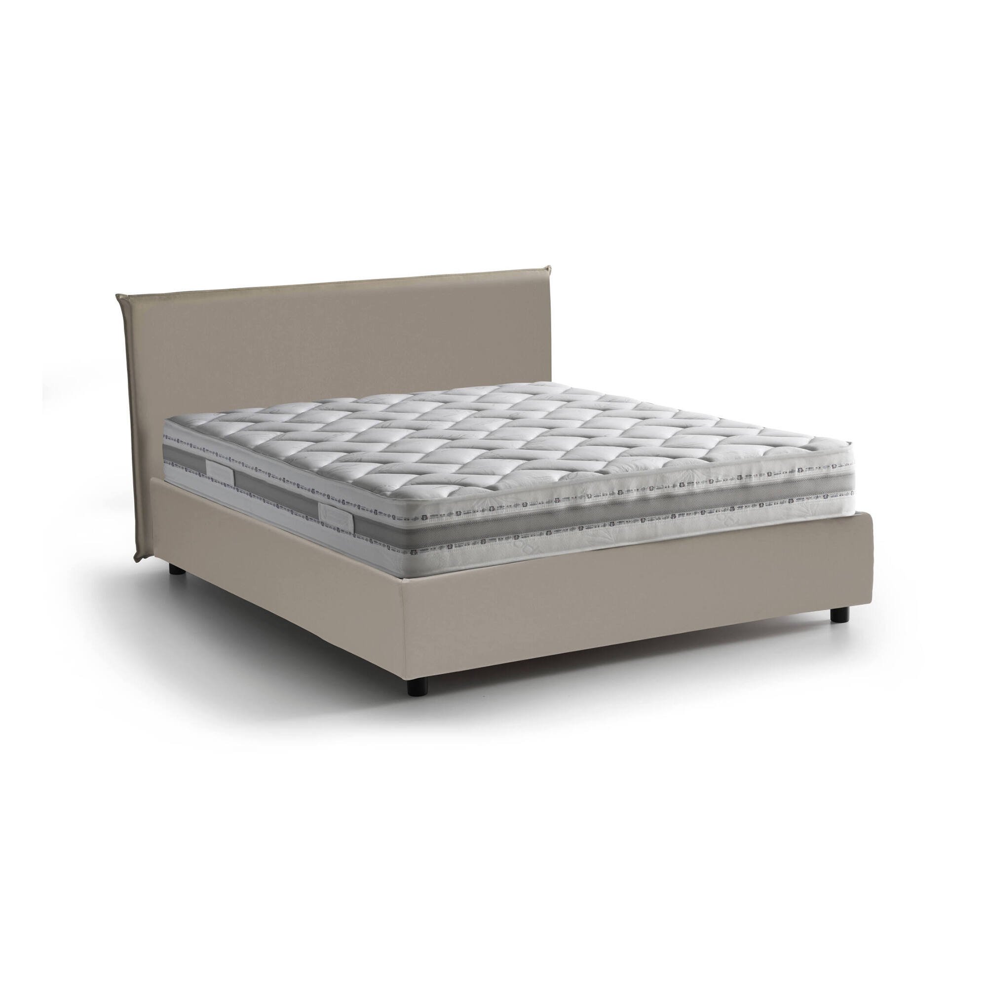 Lit Double En Similcuir Tourterelle 140x200 Cm