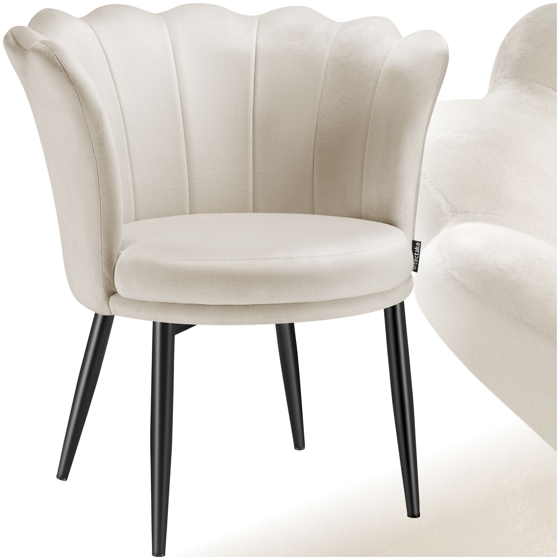 Fauteuil Rembourré Avec Dossier En Forme De Fleur Velours Crème/noir
