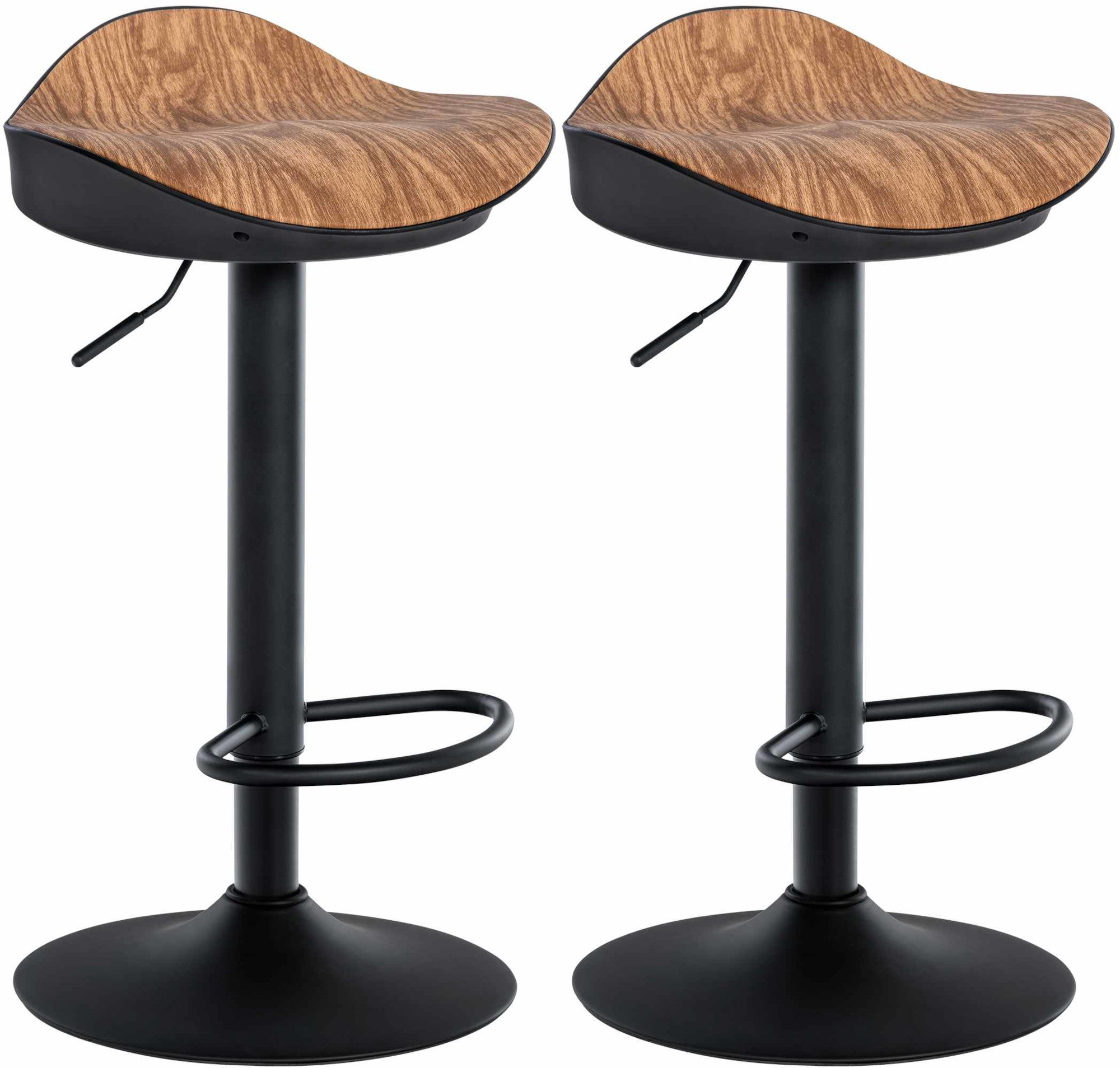 Lot De 2 Tabourets De Bar Forme Ergonomique En Pvc Couleur Bois Et Pieds 10_0004015