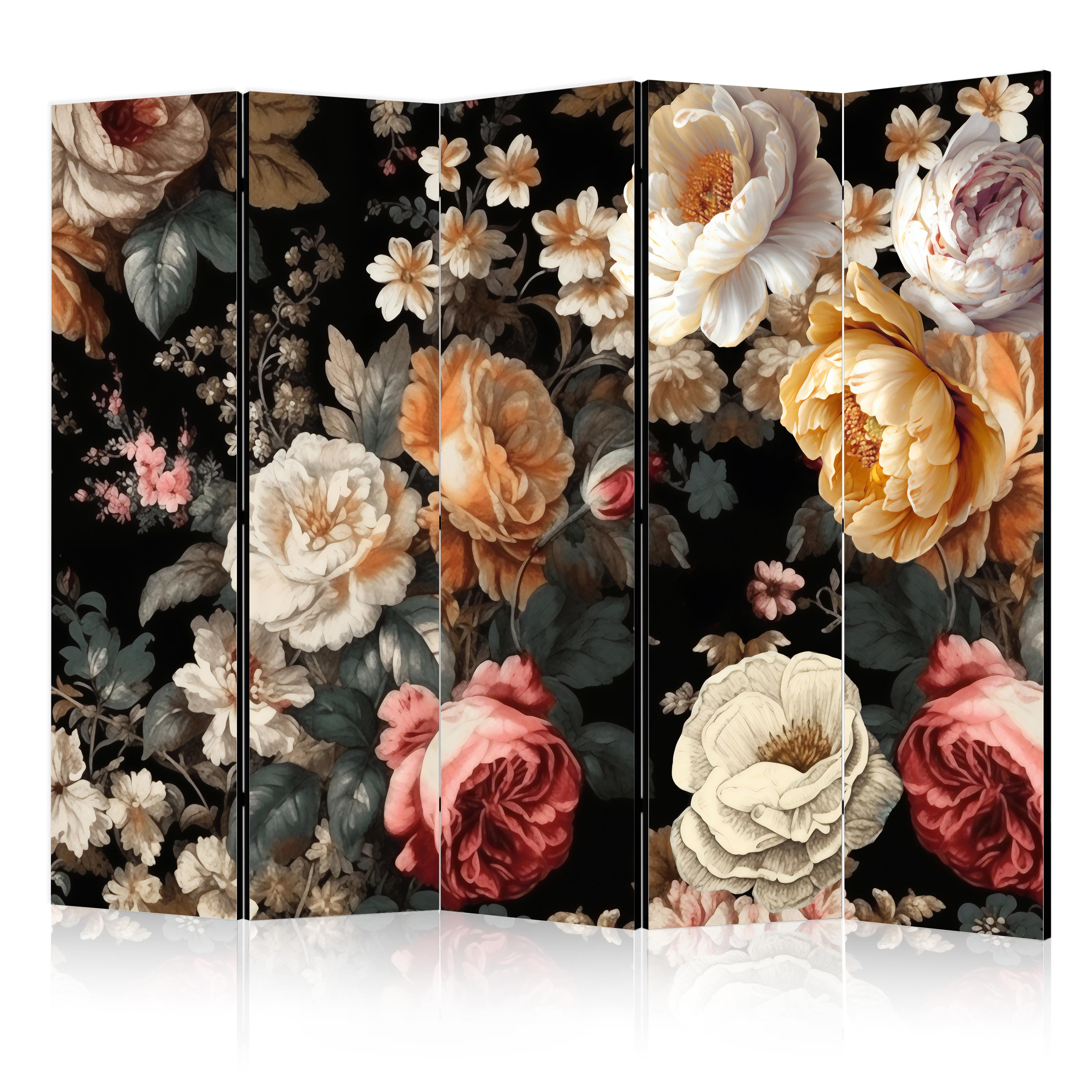 Paravent -une Pléthore De Fleurs Coloréesnoir 225x172