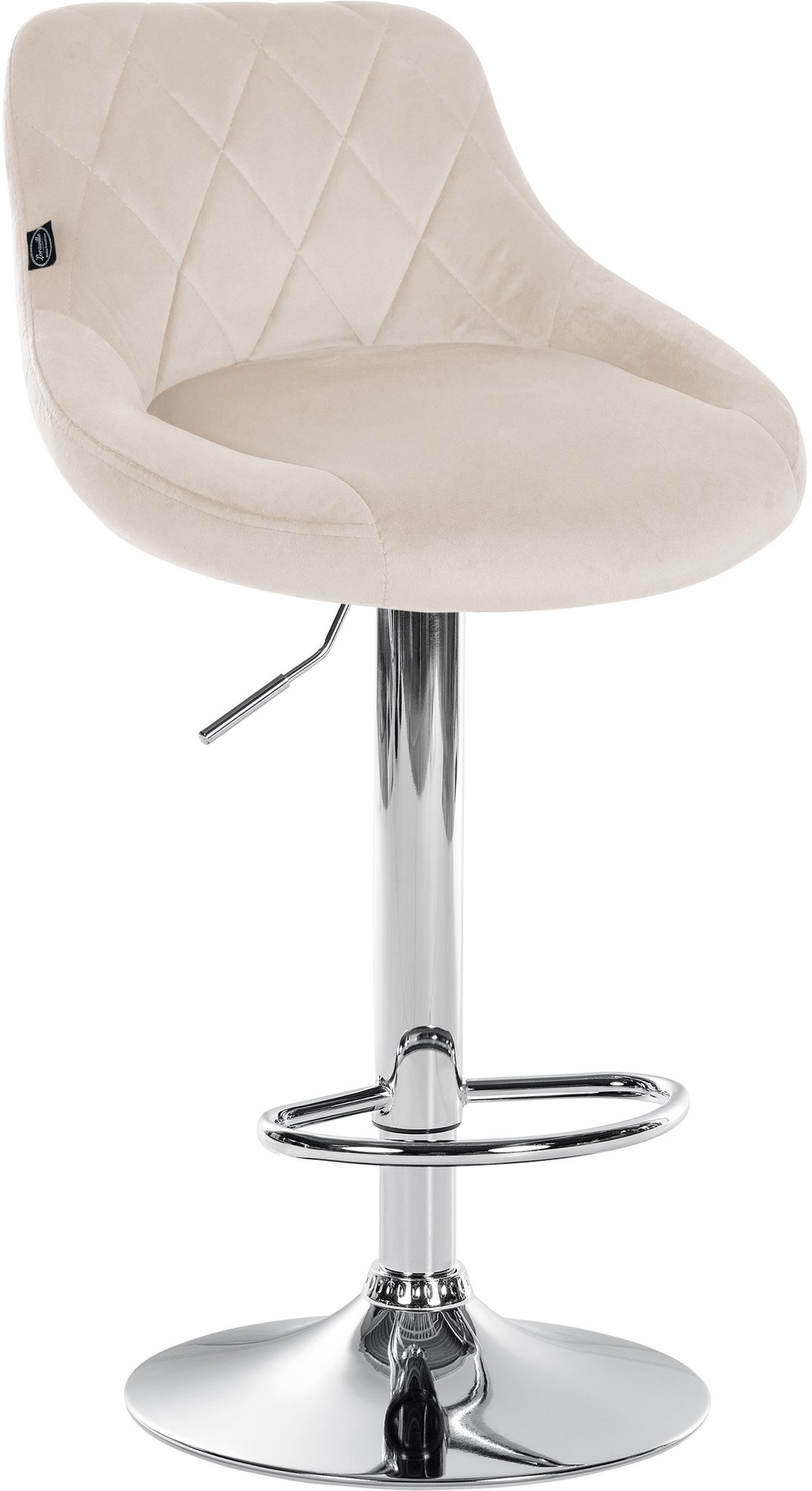 Tabouret De Bar Lazio Velours Chrome Crème