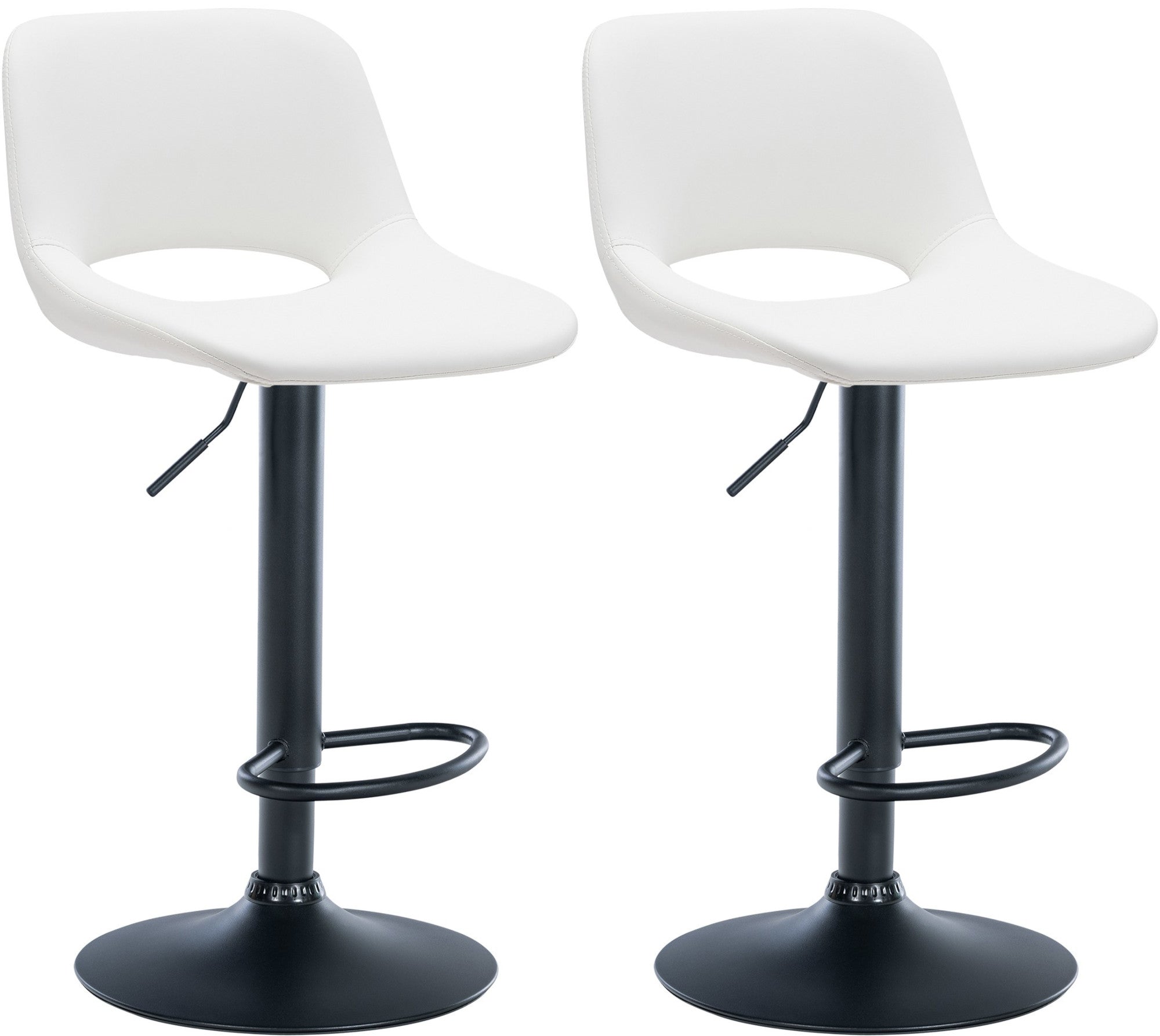 Tabourets De Bar Chaises Haute X2 Avec Repose-pieds En Pvc Blanc Piètement Métallique Noir 10_0004064