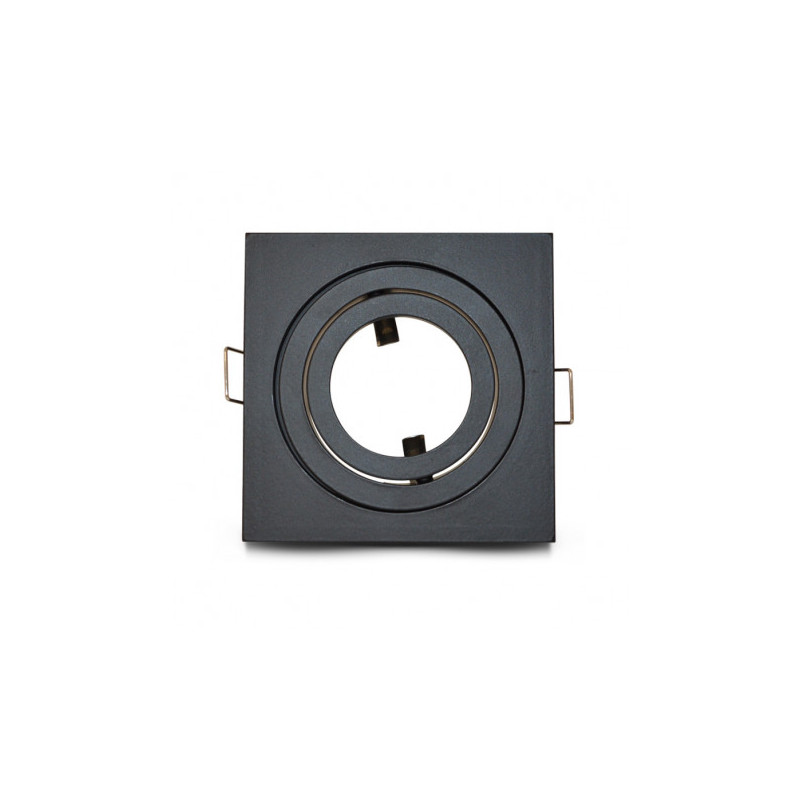 Support De Spot Encastrable Carré Noir Mat Orientable 30° 88mmx88mm