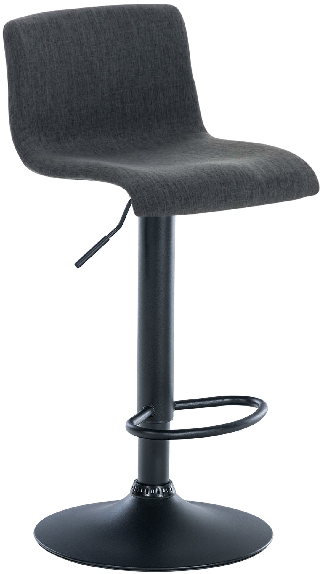 Tabouret De Bar Avec Repose-pieds Pivotant Dossier Incurvé En Tissu Gris Foncé Et Métal 10_0004961