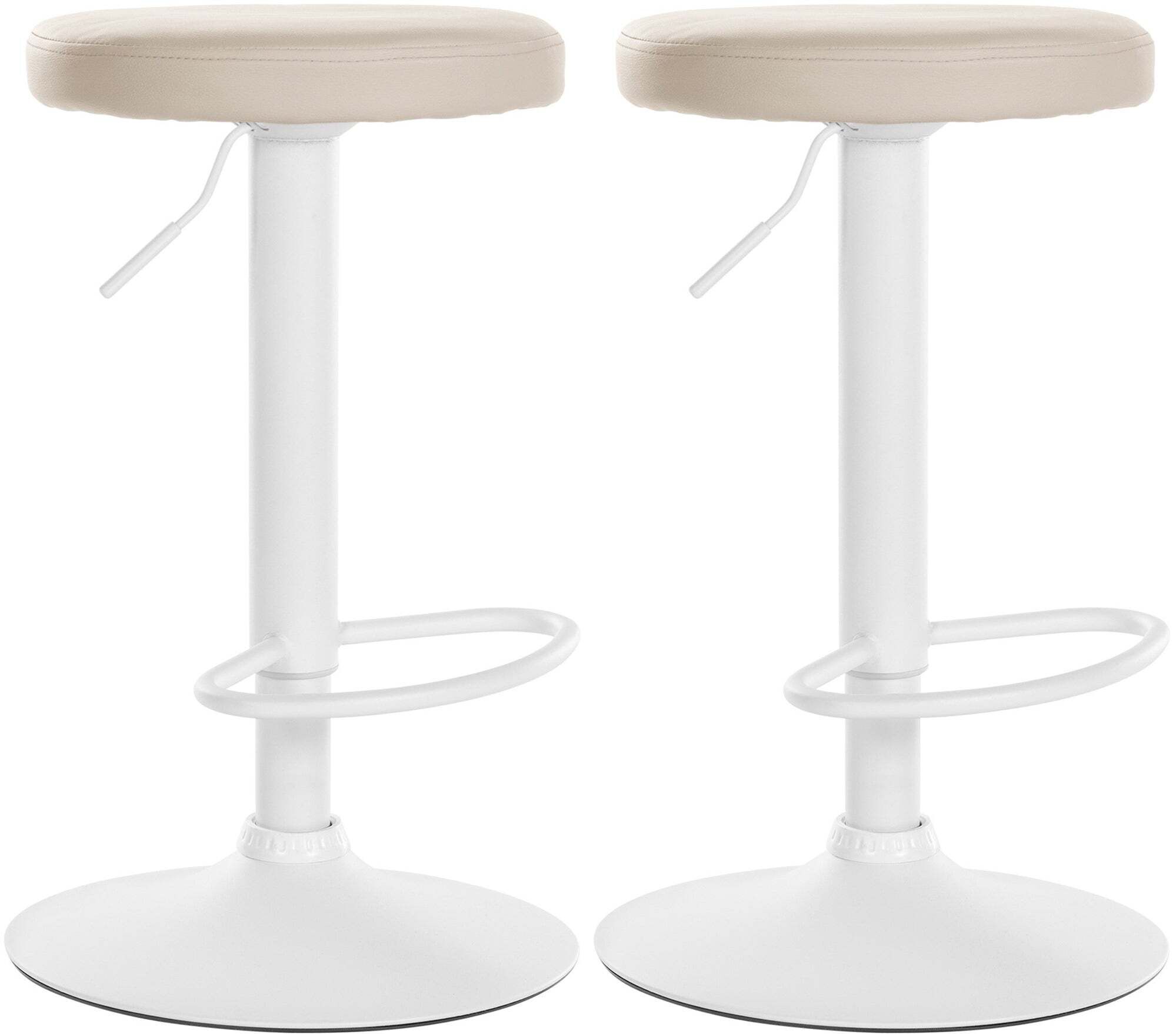 Lot De 2 Tabourets De Bar Design Simple Avec Assise En Synthétique Crème Et Tdb10679
