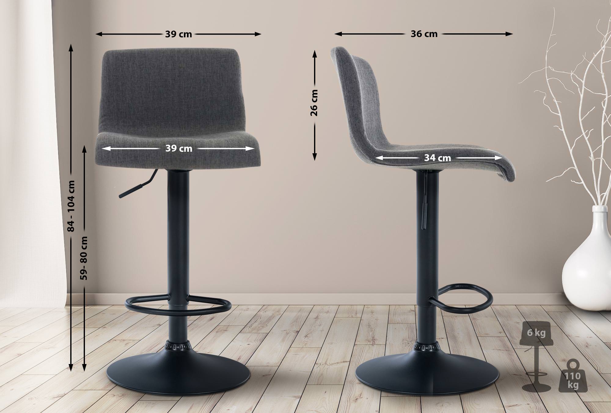 Tabouret De Bar Hoover Tissu B Gris Foncé