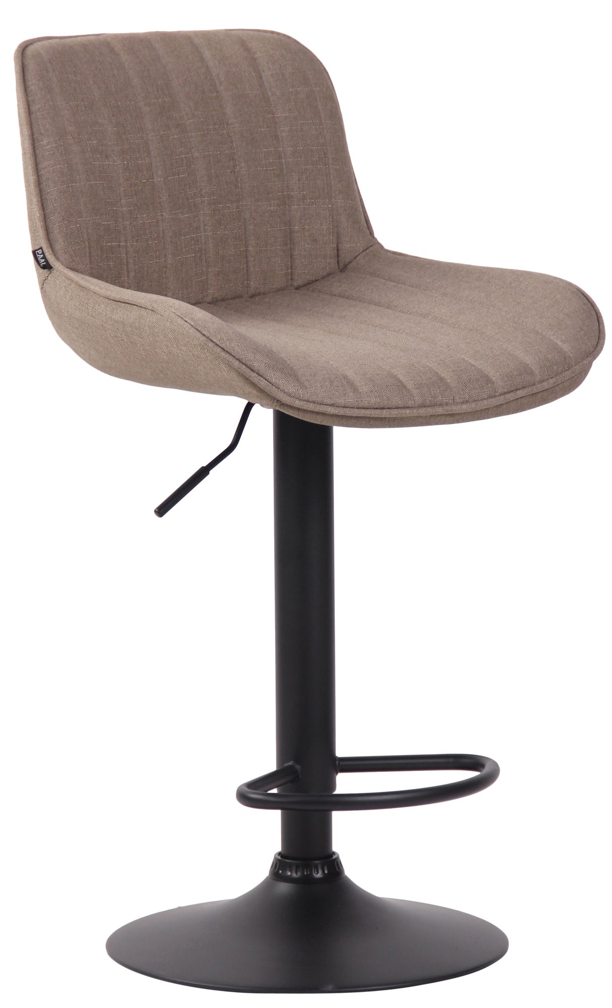 Tabouret De Bar Chaise Haute X1 En Tissu Taupe Coutures Verticales Support En Métal 10_0005119