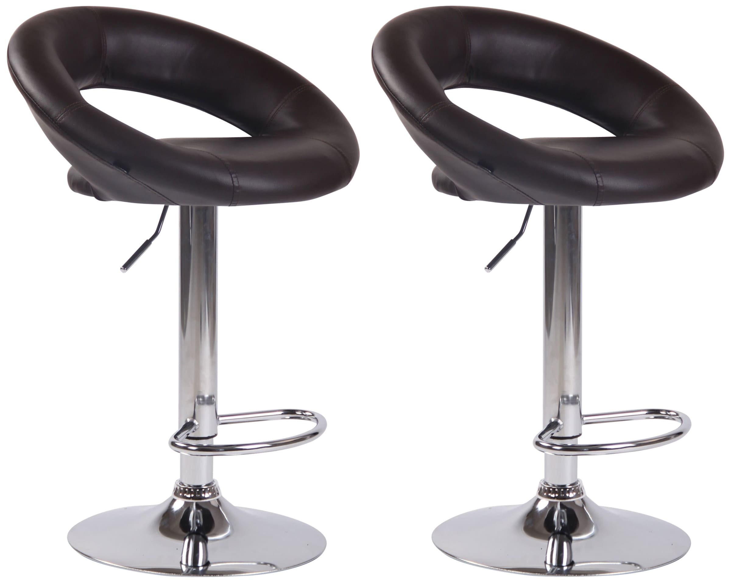 Lot De 2 Tabourets De Bar Olinda Simili Cuir Chromé Brun