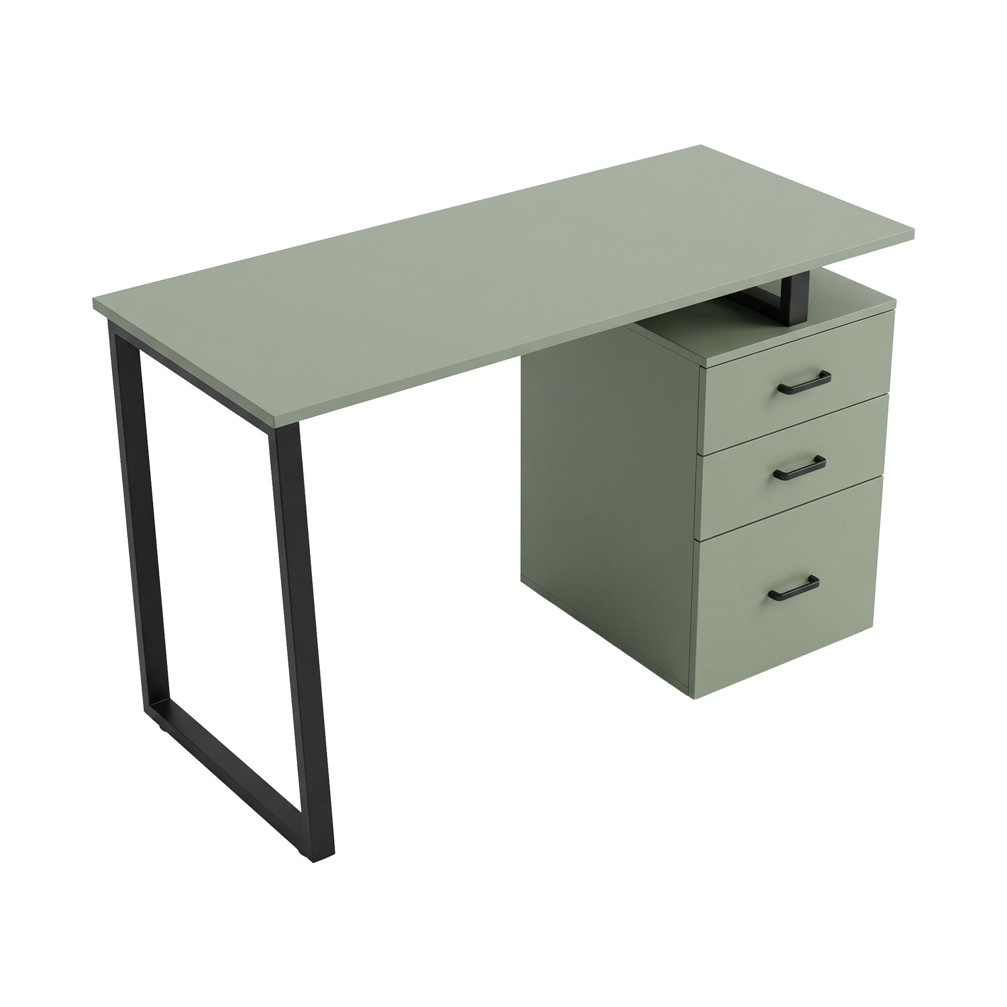 Asym - Bureau Avec Tiroirs 120x75x50 Cm, Couleur Sauge, En Fer.