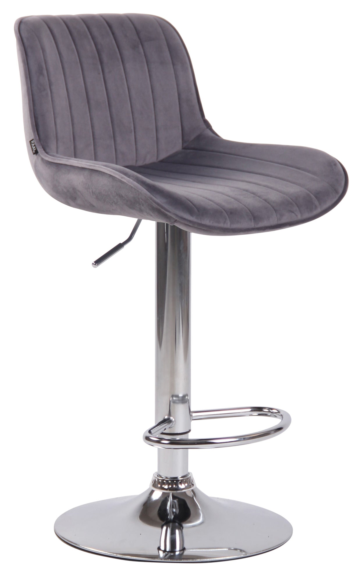 Tabouret De Bar Chaise Haute X1 En Velours Gris Foncé Coutures Verticales Support En 10_0005106