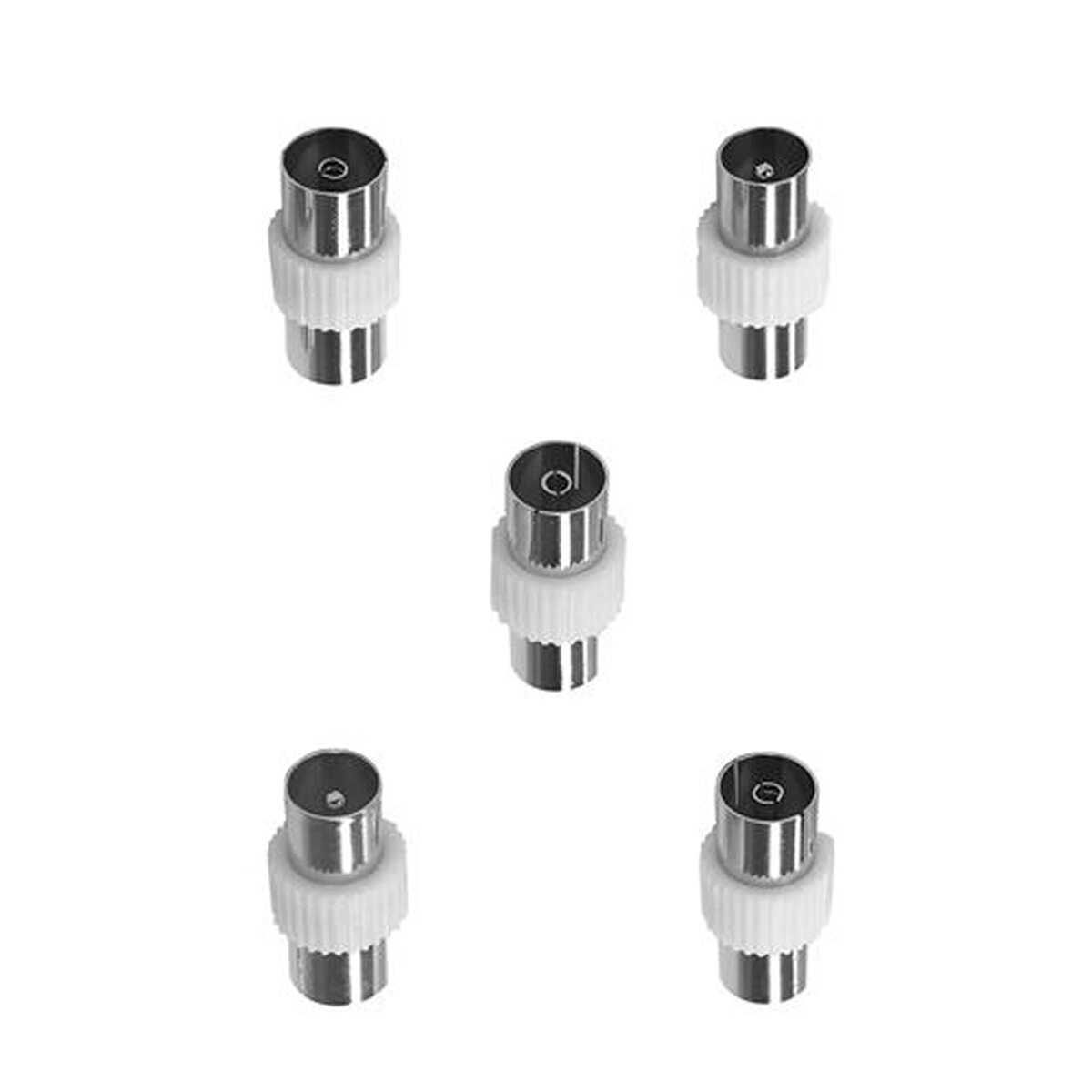 Kit 5 Adaptateurs Coaxiaux Accsup Tv Blanc Laiton
