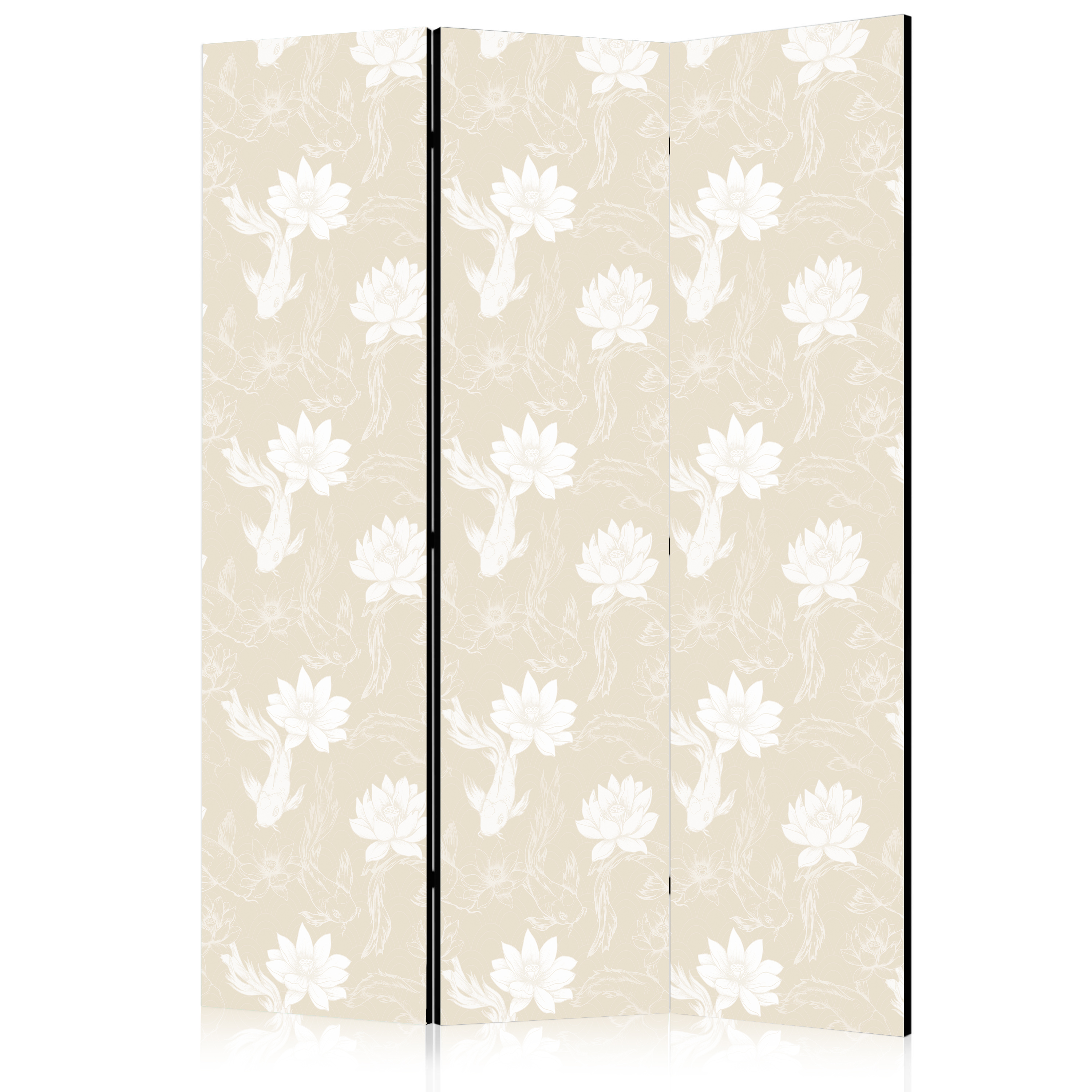 Paravent -poissons Orientaux Lumineux Beige Sable Délicat 135x172