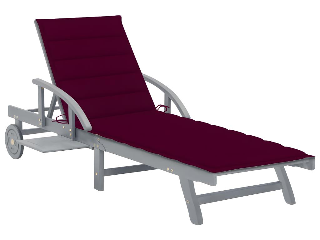 Transat Chaise Longue Bain De Soleil Lit De Jardin Terrasse Meuble D'extérieur Avec Coussin Bois D'acacia Solide 02_0012