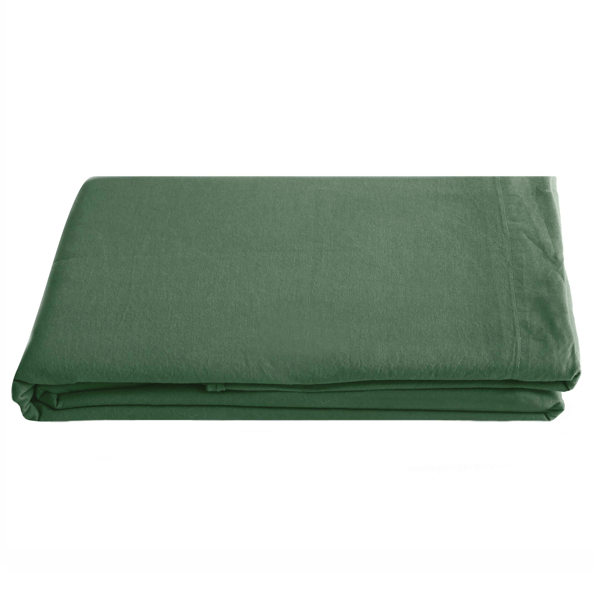 Drap Plat Palace Pur Coton Lavé 270x290 Cm Uni Vert Cedre