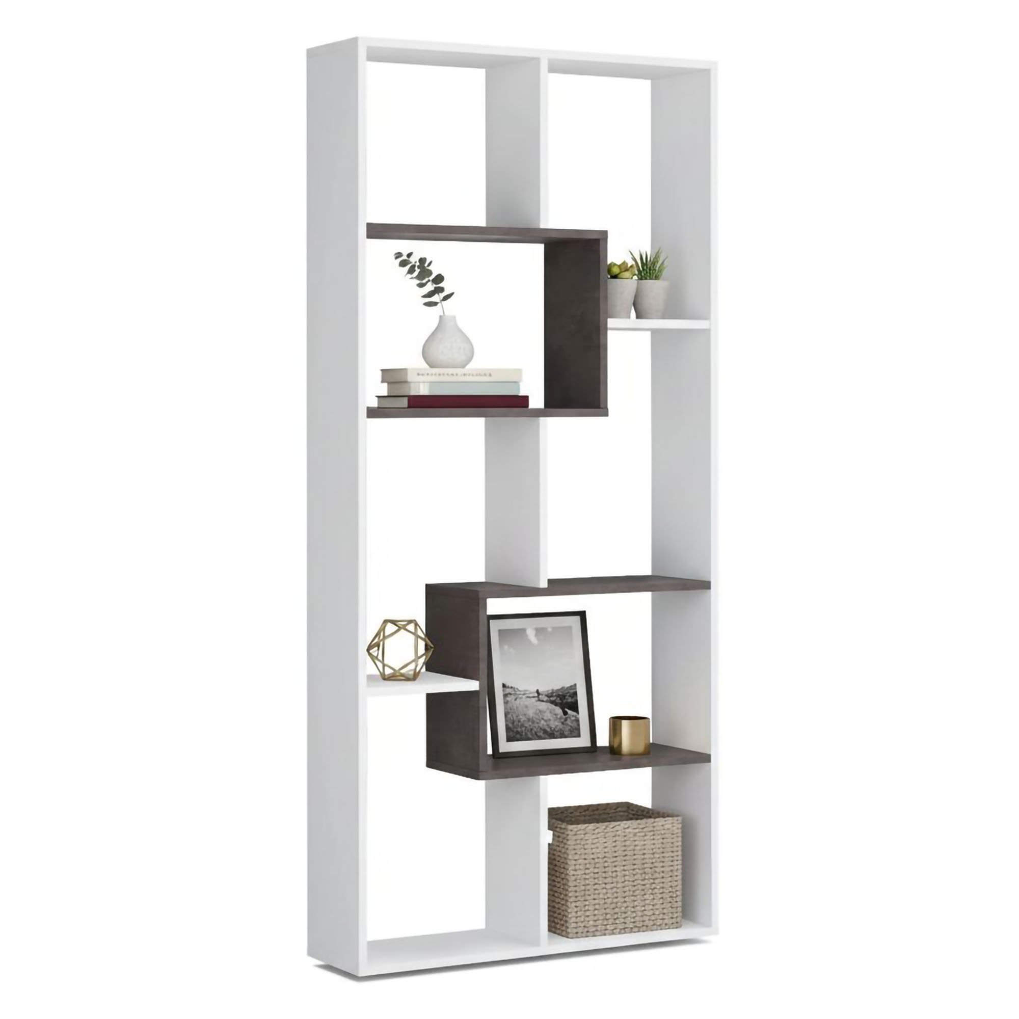 Bibliothèque Effet Bois Blanc, Oxyde 80x25 Cm