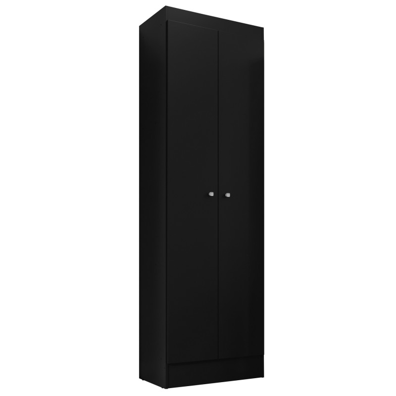 Armoire Beaux Meubles Pas Chers Aura 2 Portes 5 Niches 55x182,4x35 Cm Noir Bois