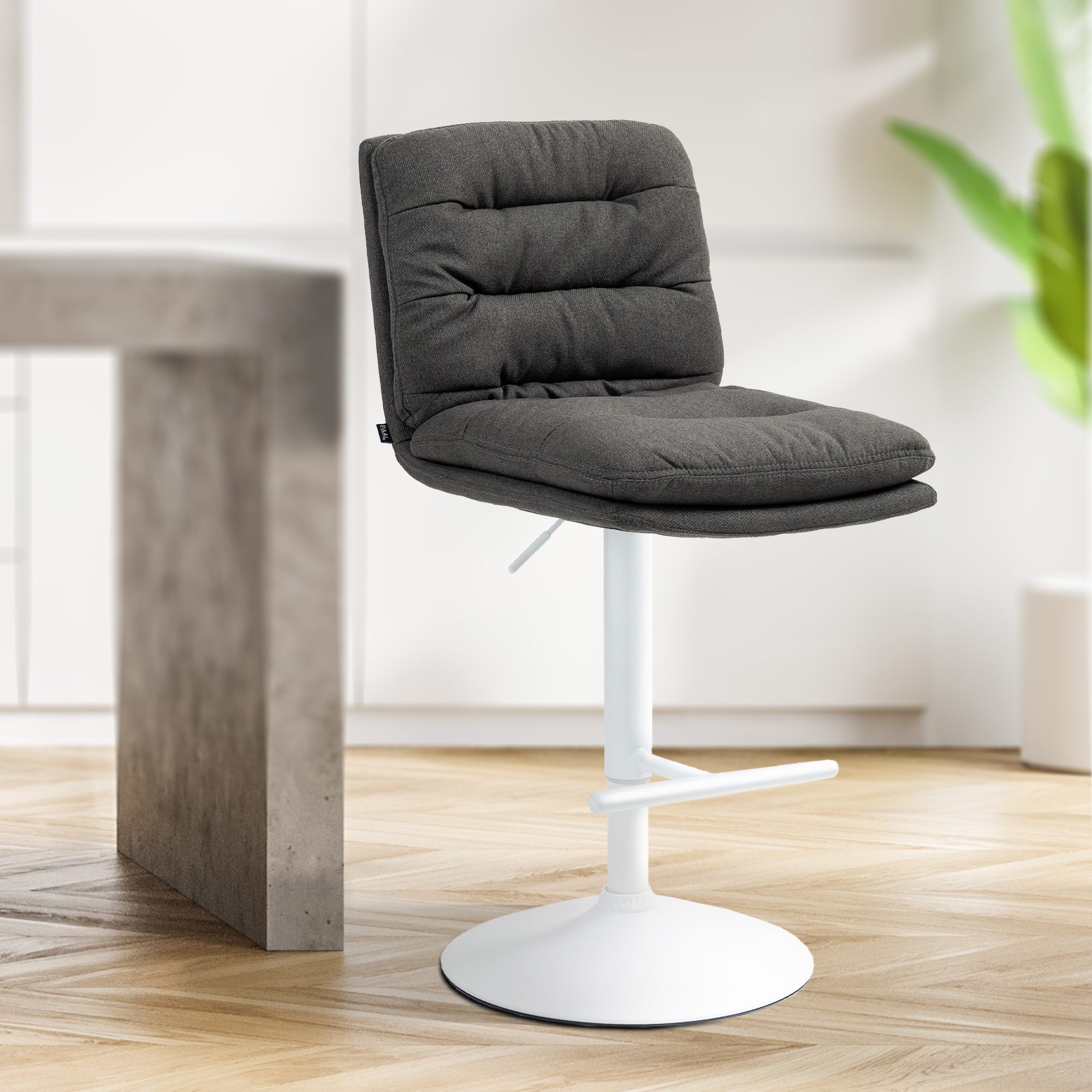 Tabouret De Bar Damar Tissu Blanc Gris Foncé