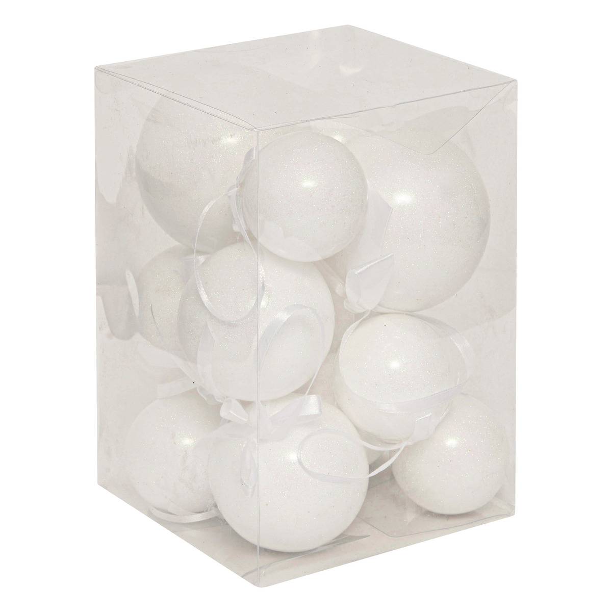 Lot De 14 Boules De Noël En Papier Pailletées Blanches - Feeric Lights & Christmas