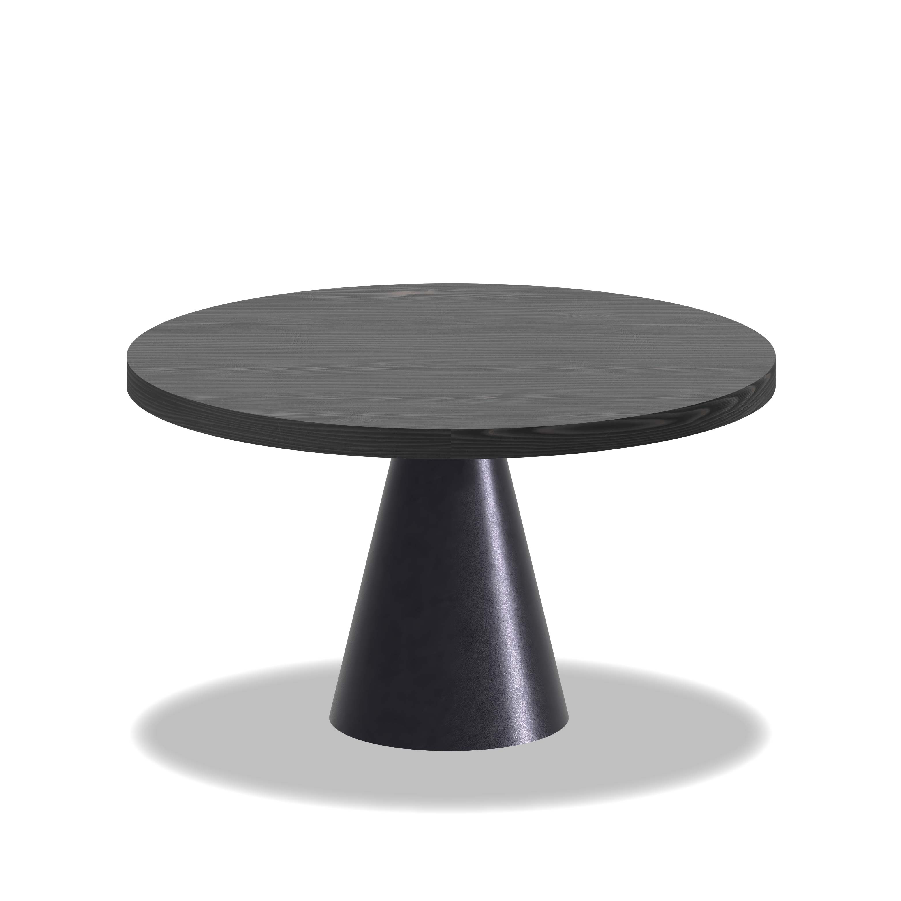 Artù Black - Table Ronde Ø 120 Cm En Bois Stratifié Avec Base En Cône En Métal, Couleur Noir
