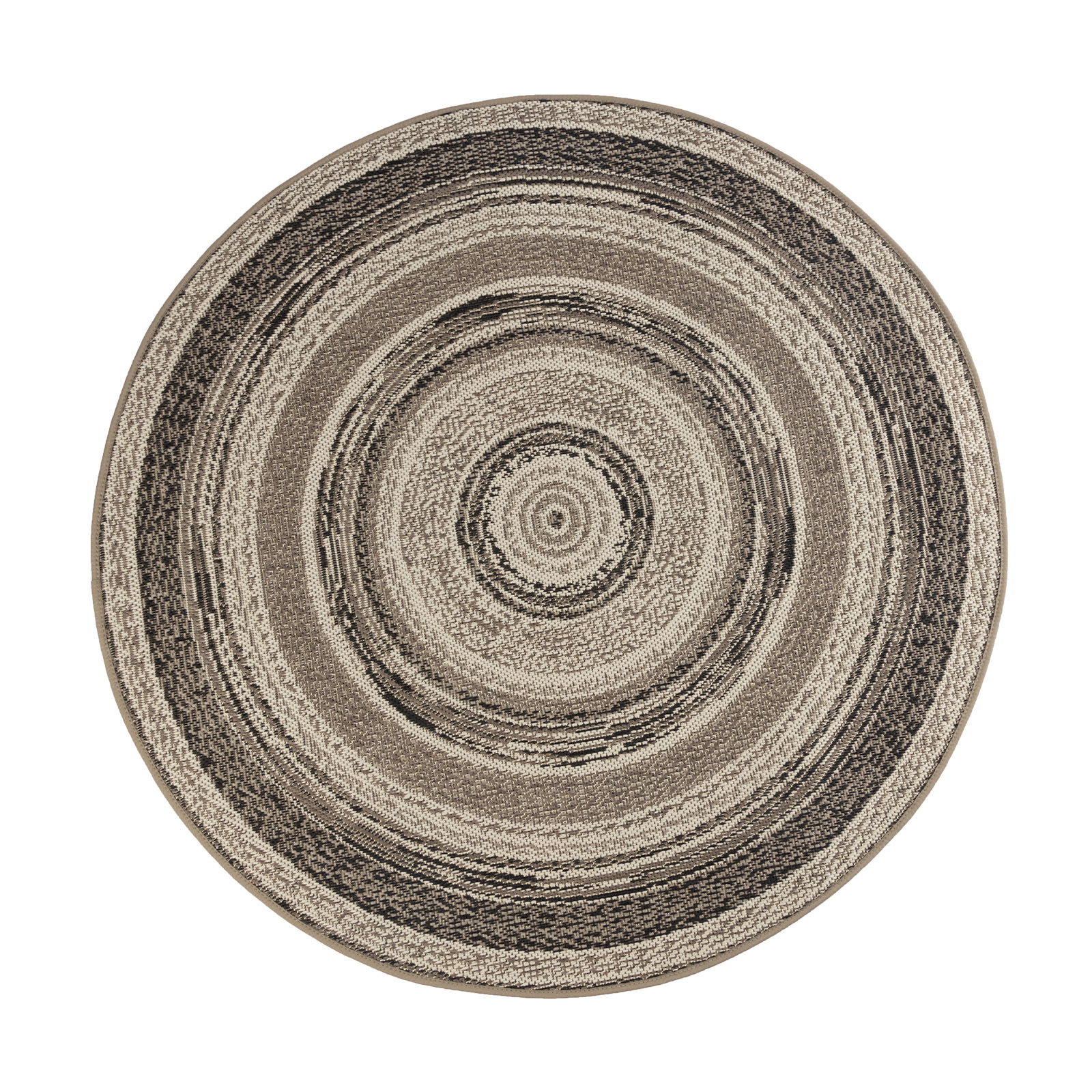 Tapis De Séjour Pour L'intérieur Et L'extérieur, Zoe, Beige-gris Rond De 120 Cm Diamètre