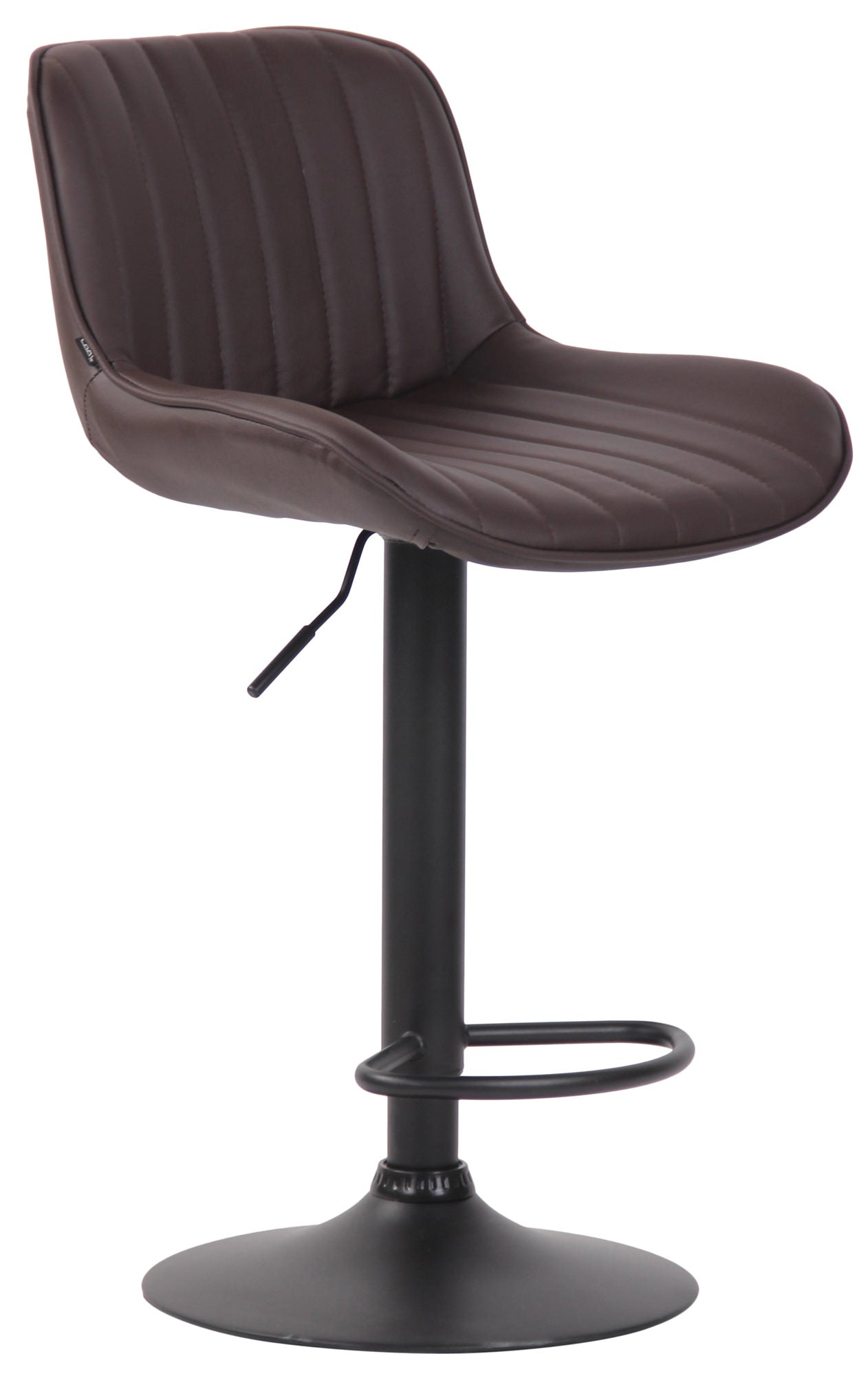 Tabouret De Bar Chaise Haute X1 En Pvc Marron Coutures Verticales Support En Métal 10_0005098